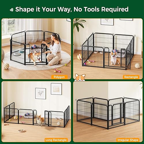 Vista 4 de Yaheetech - Corralito para perros, para uso en interiores y exteriores, valla de metal resistente para cachorros, corral de ejercicio para casa