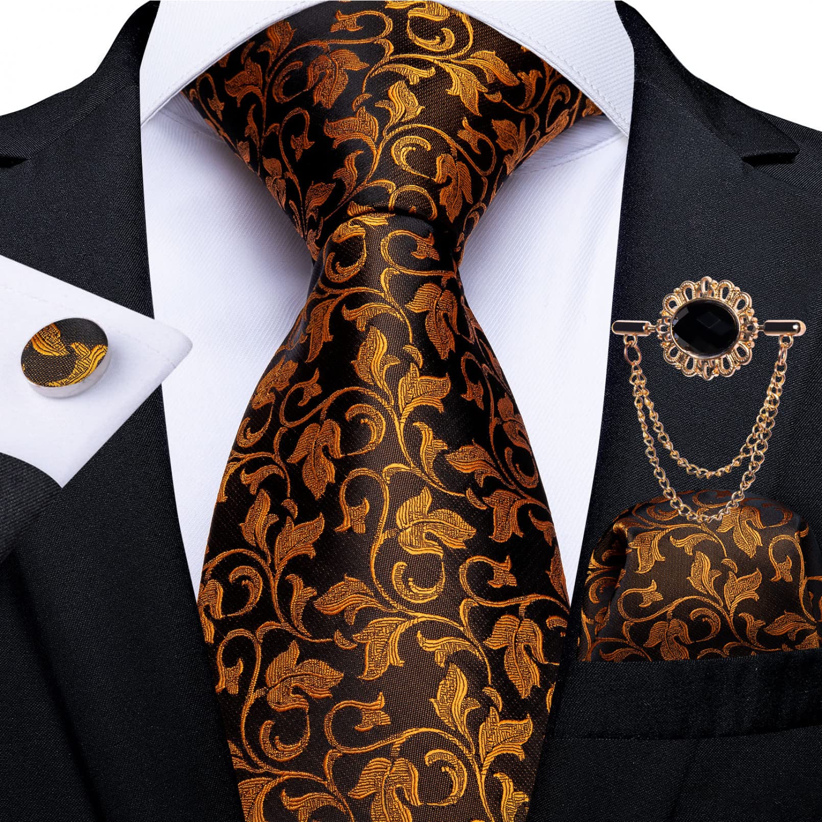 Corbata de los hombres Corbata azul Paisley Floral Hombres Negocios Corbata 8cm Ancho Seda Corbata Broche Set Regalo de los Hombres