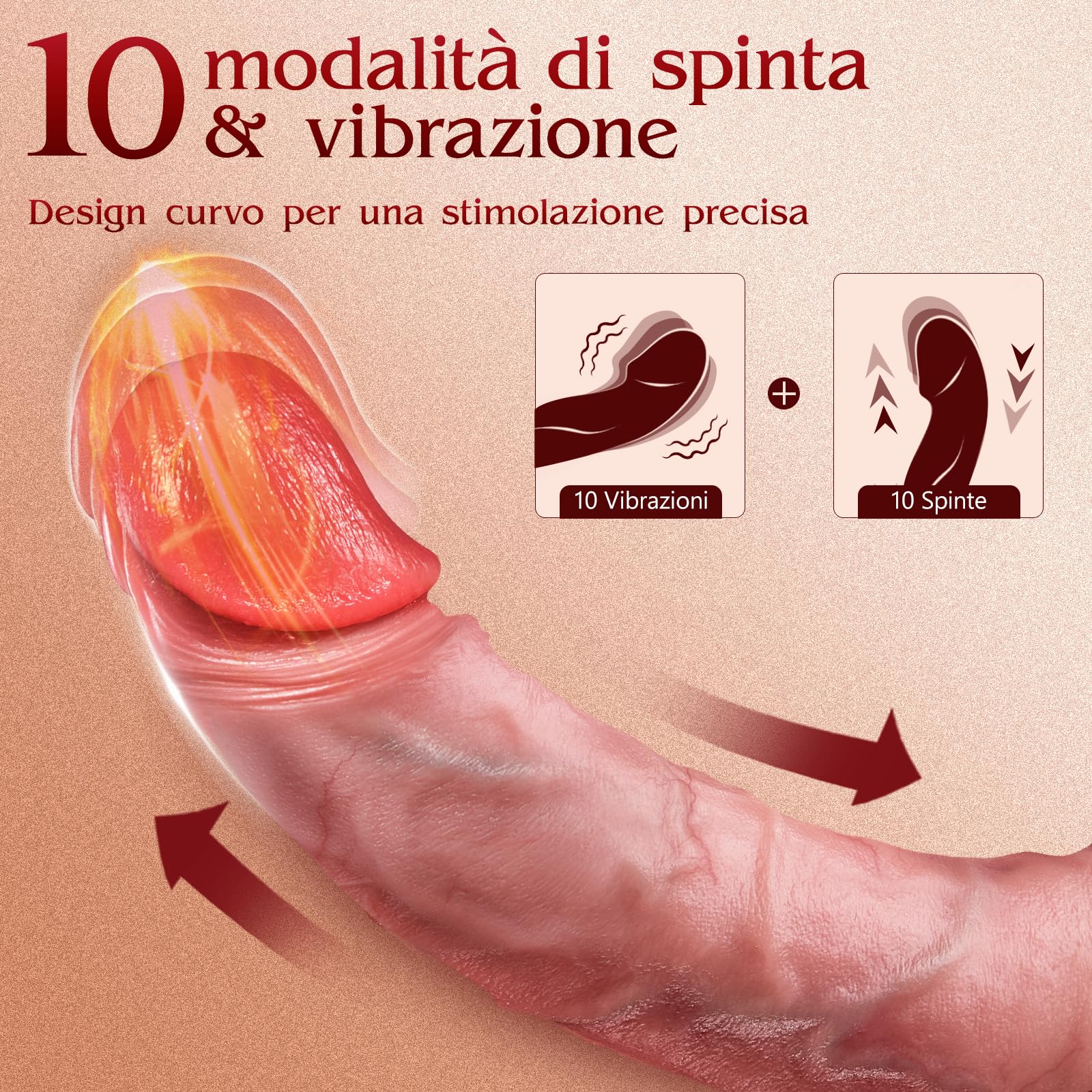 Dildo Vibratore, Dildo Realistico - Sex Toys per Donna & Coppia, 3in1 AI-Sync Dildo con Riscaldamento, 10 Modalità Leccata & Spinta per G-Punkt, Soft Silikon Sexytoys Donna