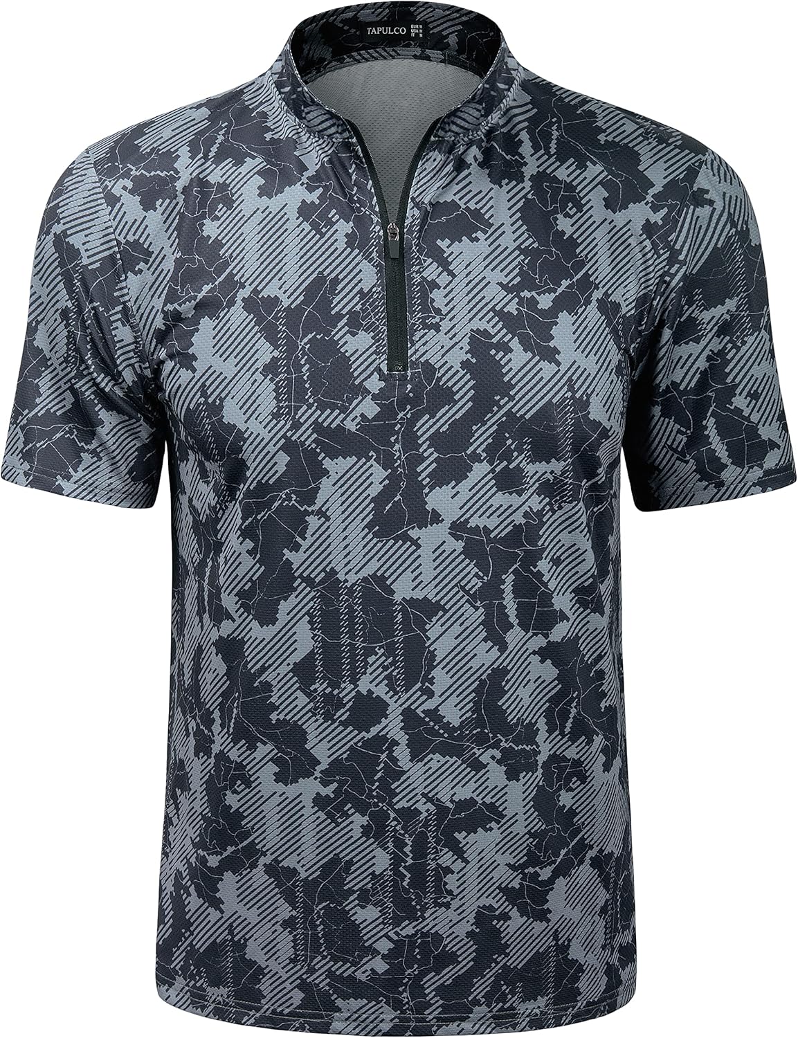 TAPULCO Mens Quick Dry Quarter Zip Performance Modern Printed Casual Sports T-Shirts Athletic Pullover Outdoor Hiking Tee