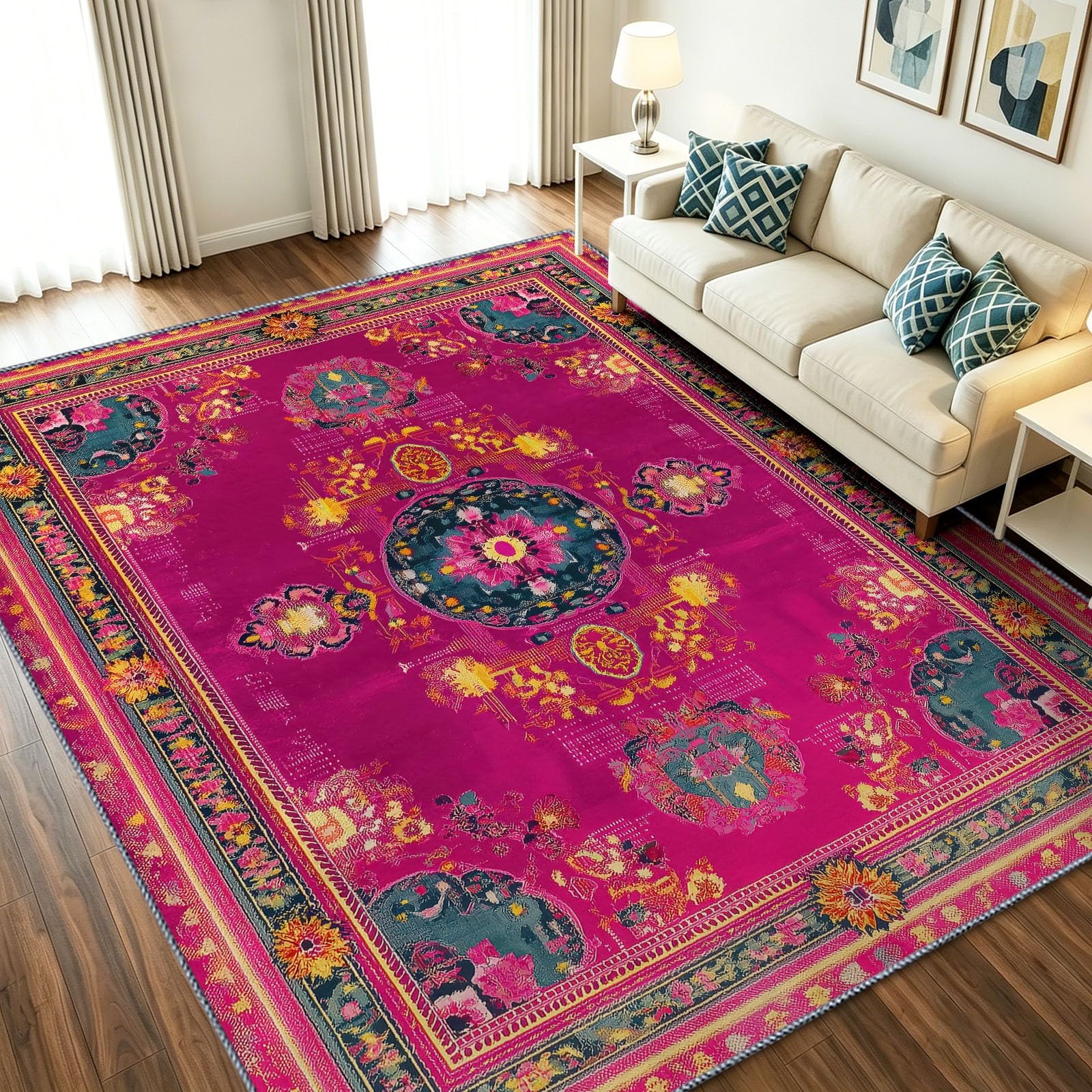 Tapis de luxe floral pivoine 160 x 230 cm pour intérieur raffiné