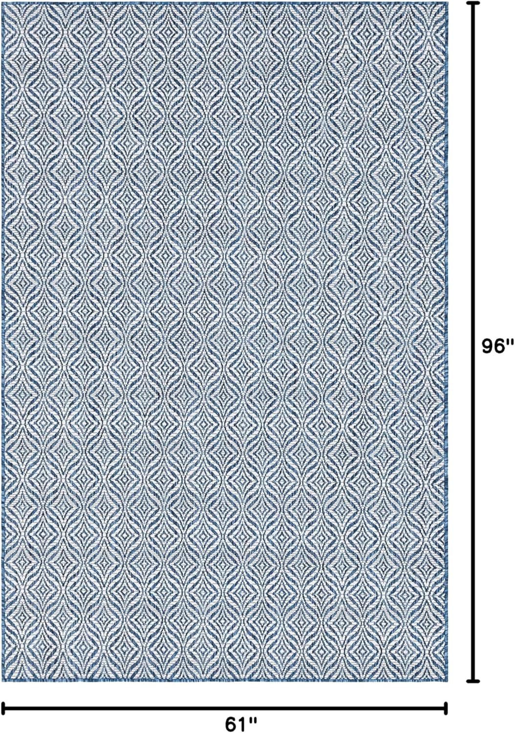 Unique Loom Outdoor Trellis Collection Area Rug - Deco Trellis (5' 1" x 8' Rectangle, Blue/ Ivory)