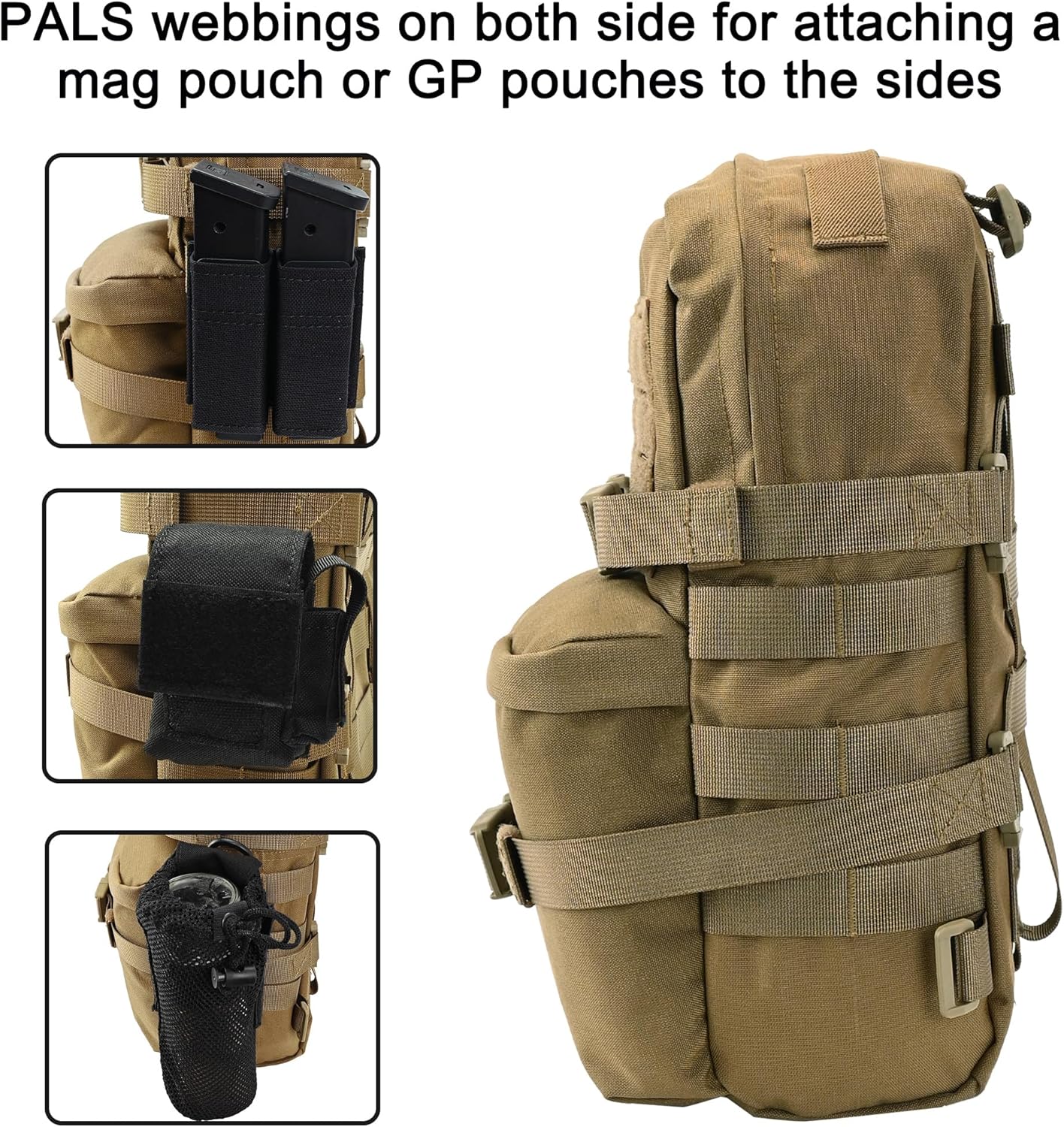 Tactical Mini Molle Hydration Pack,Molle Hydration Carrier with US Flag Water Resistant,Hydropack for Tactical Vest Backpack