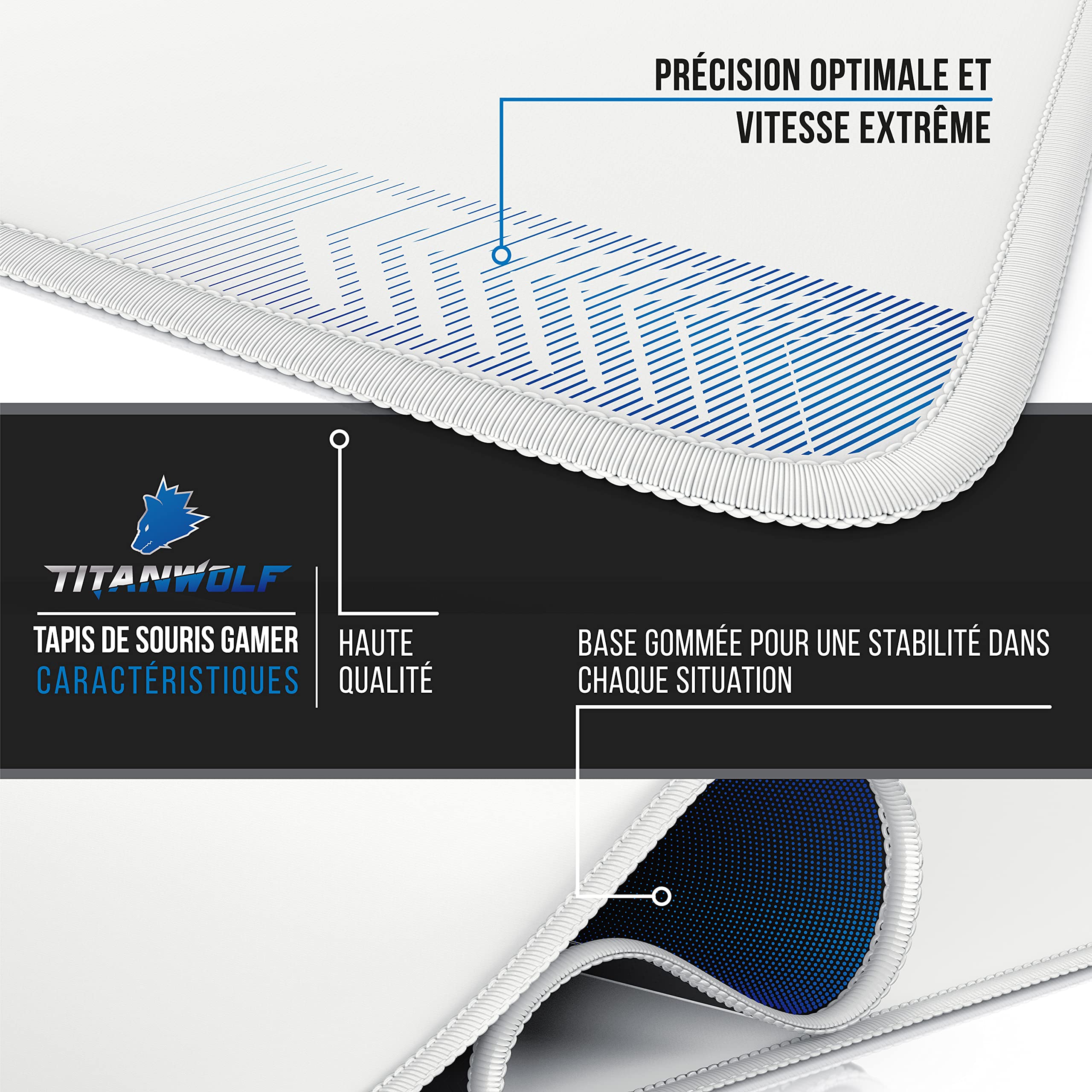 Tapis De Souris Gamer CSL TITANWOLF XXL 900x400 Mm – Surface Tissu Précise, Base Antidérapante, Lavable, Motif Stars Cosmos