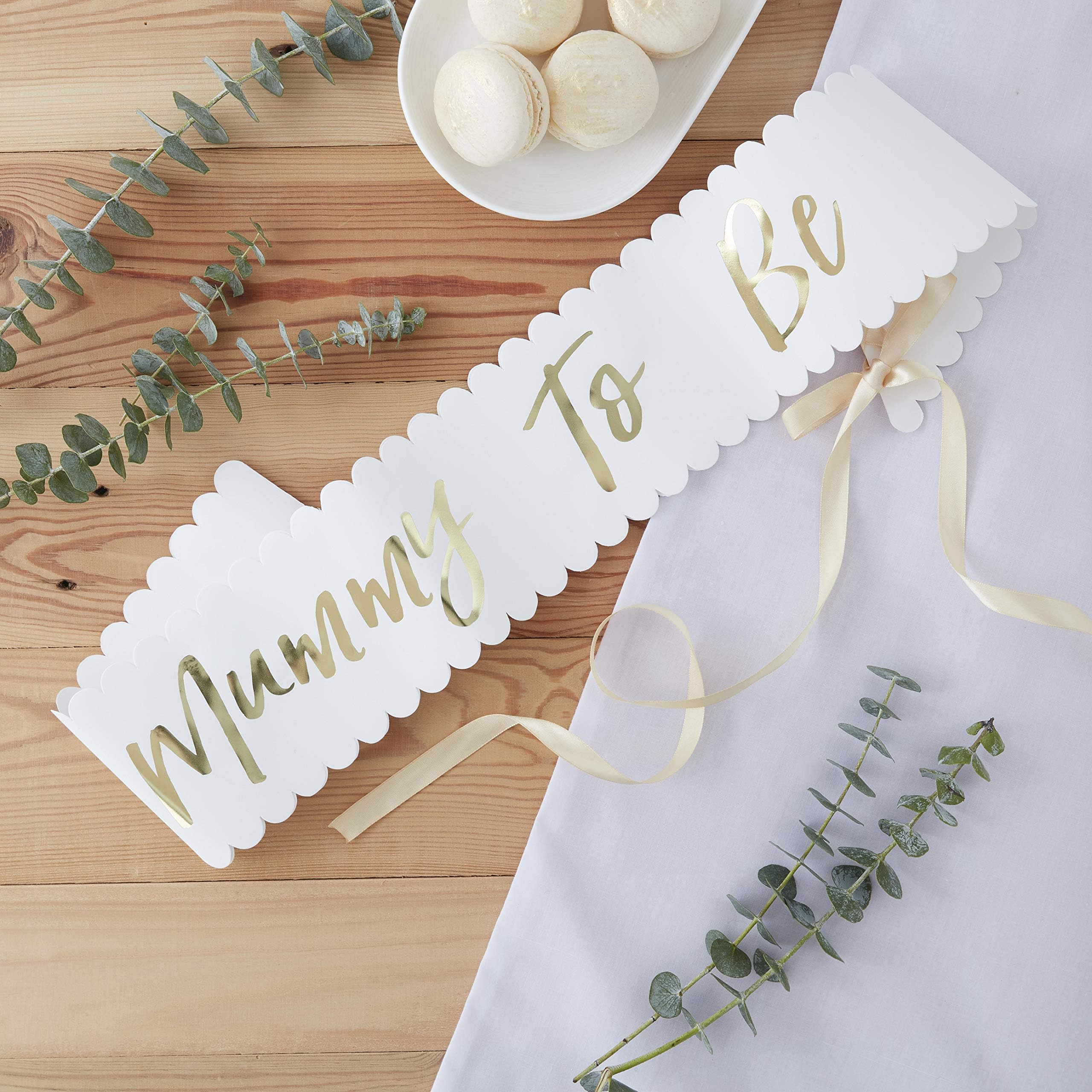 Ginger Ray White And Gold Baby Shower Party Sash Mother To Be Celebration - Oh Baby!