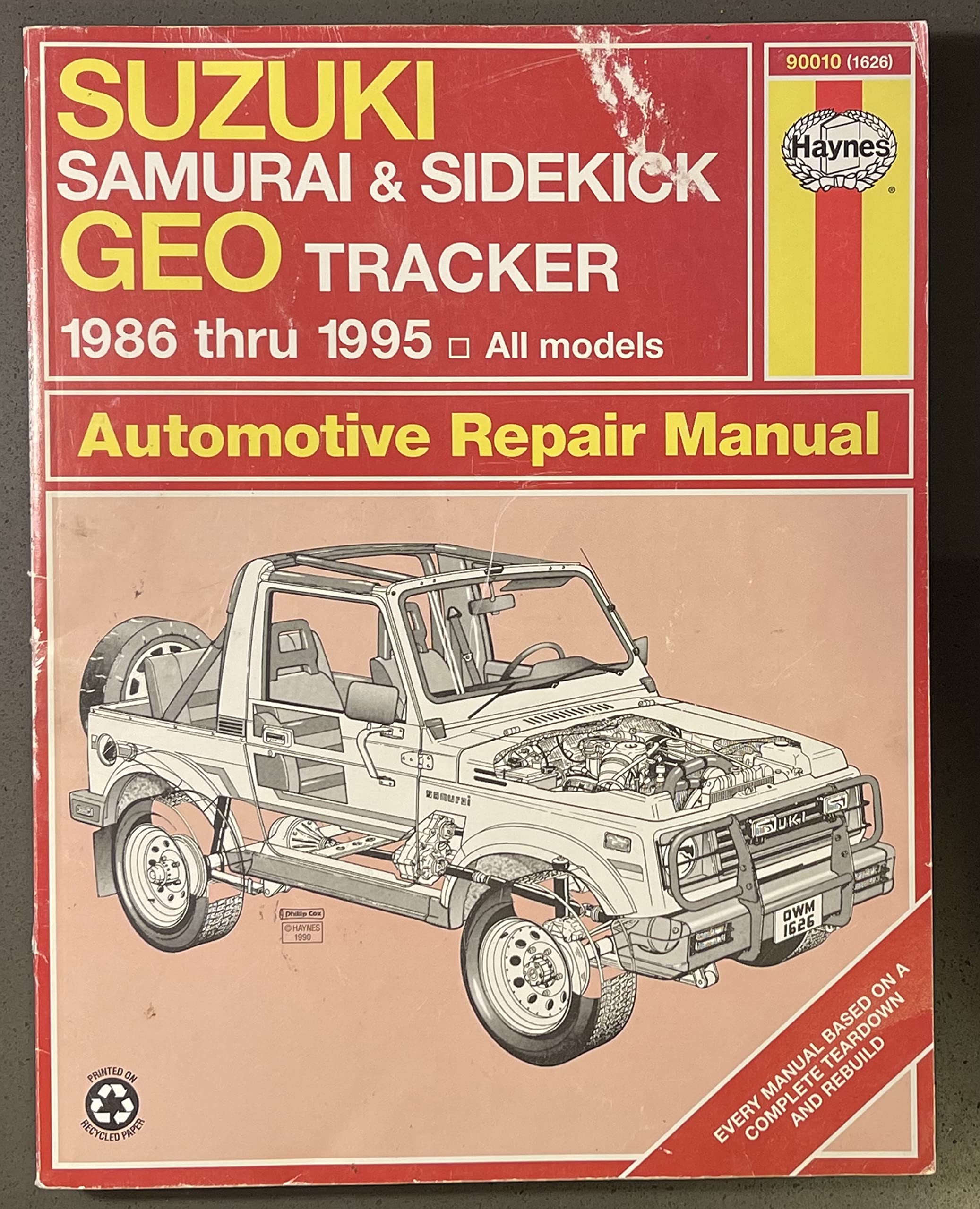 Haynes Automotive Repair Manual Suzuki Samurai & Sidekick Geo Tracker 1986-1995