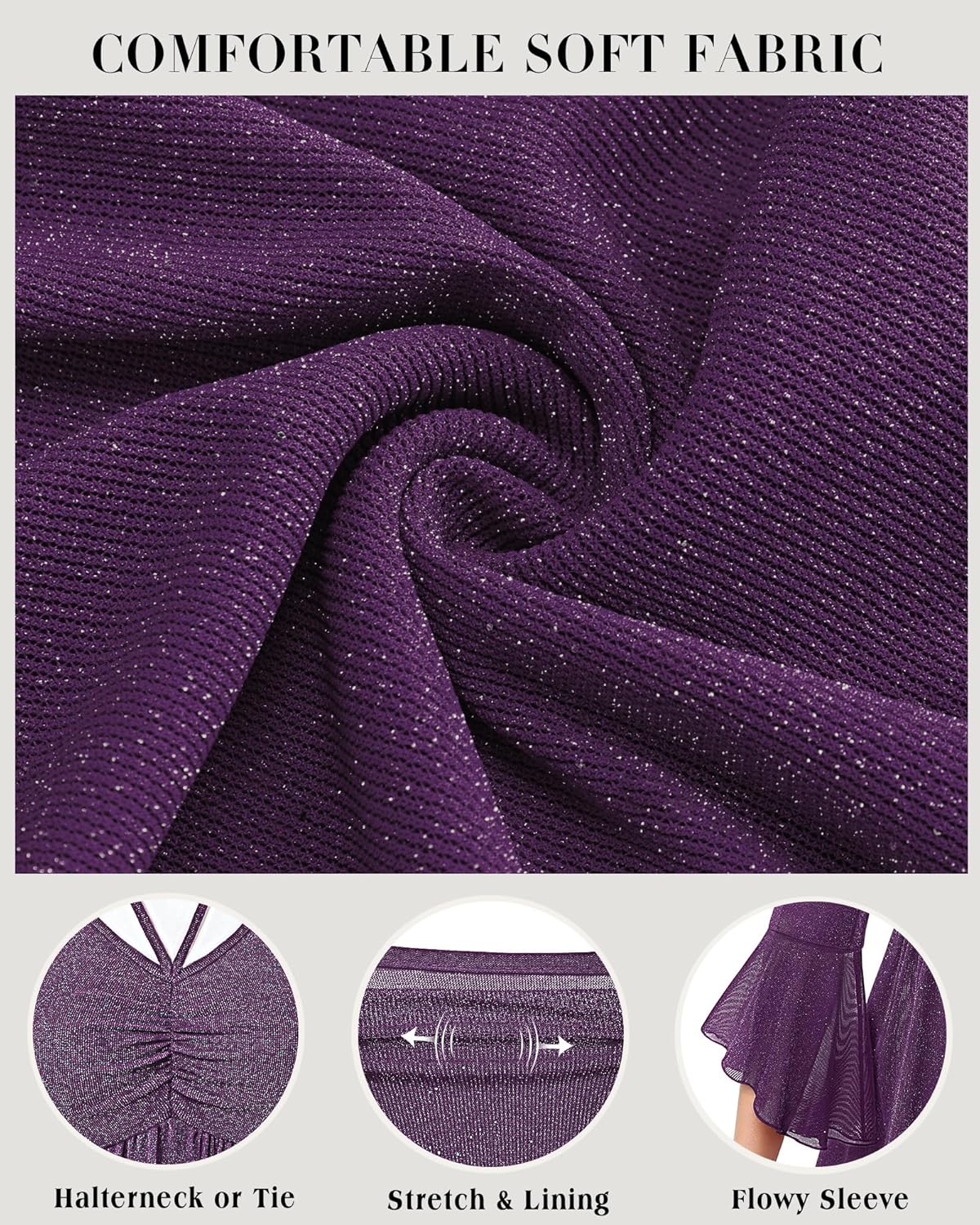 Womens Blouses Dressy 3/4 Ruffle Sleeve Sparkly Shirts Mesh Flowy Elegant Fall Peplum Tops for Evening Party - Image 4