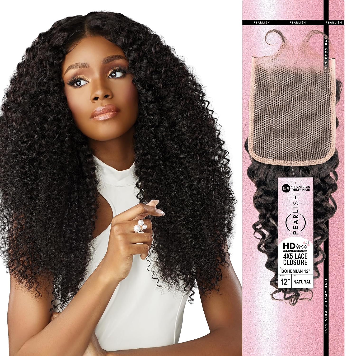 Sensationnel Pearlish bundle 4x5 closure - bohemian 12 inch HD lace beauty supply human hair bundles weave 15a soft remy (NATURAL)