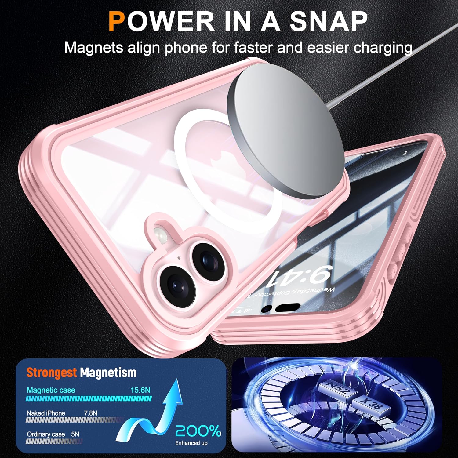 Magnetic Privacy Screen Case for iPhone 16 with Full Body Protection image 2