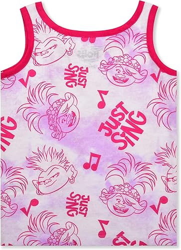 Miniatura 7 de UNIVERSAL Trolls Poppy Girls - Paquete de 3 camisetas sin mangas para niños pequeños y grandes, color rosaazul