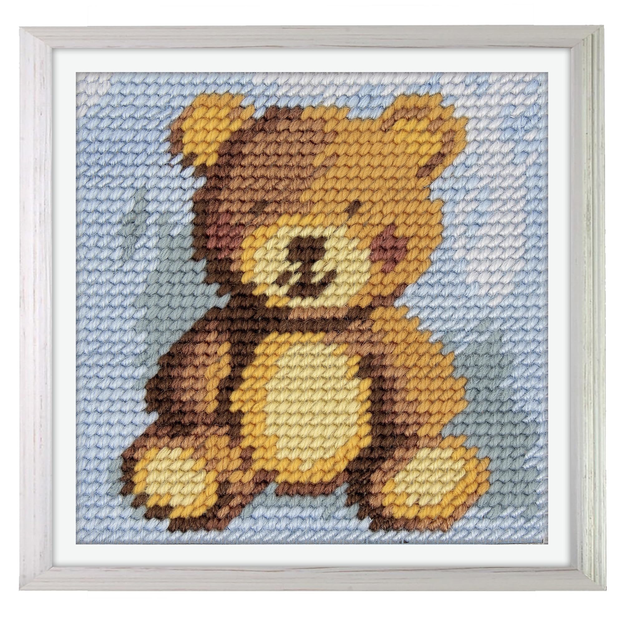 Trimits Teddy Half Stitch/Tapestry Kit With Printed Canvas (17 X 17Cm), Acrylic Yarns, Plastic Needle, Colour-Coded Chart And Instructions - Cross Stitch Craft Activity