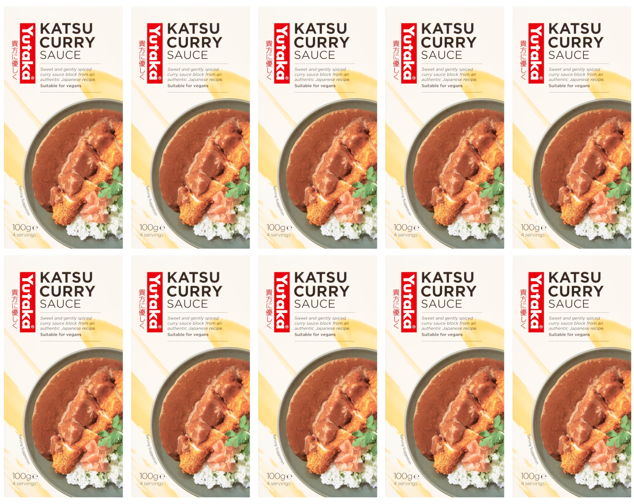 Yutaka Katsu Curry Sauce 100g (Pack of 10) | Authentic Japanese Curry | Sweet & Gently Spiced Curry Sauce Block | Ideal for Katsu Curry, Rice Dishes & Quick Meals | Vegan-Friendly