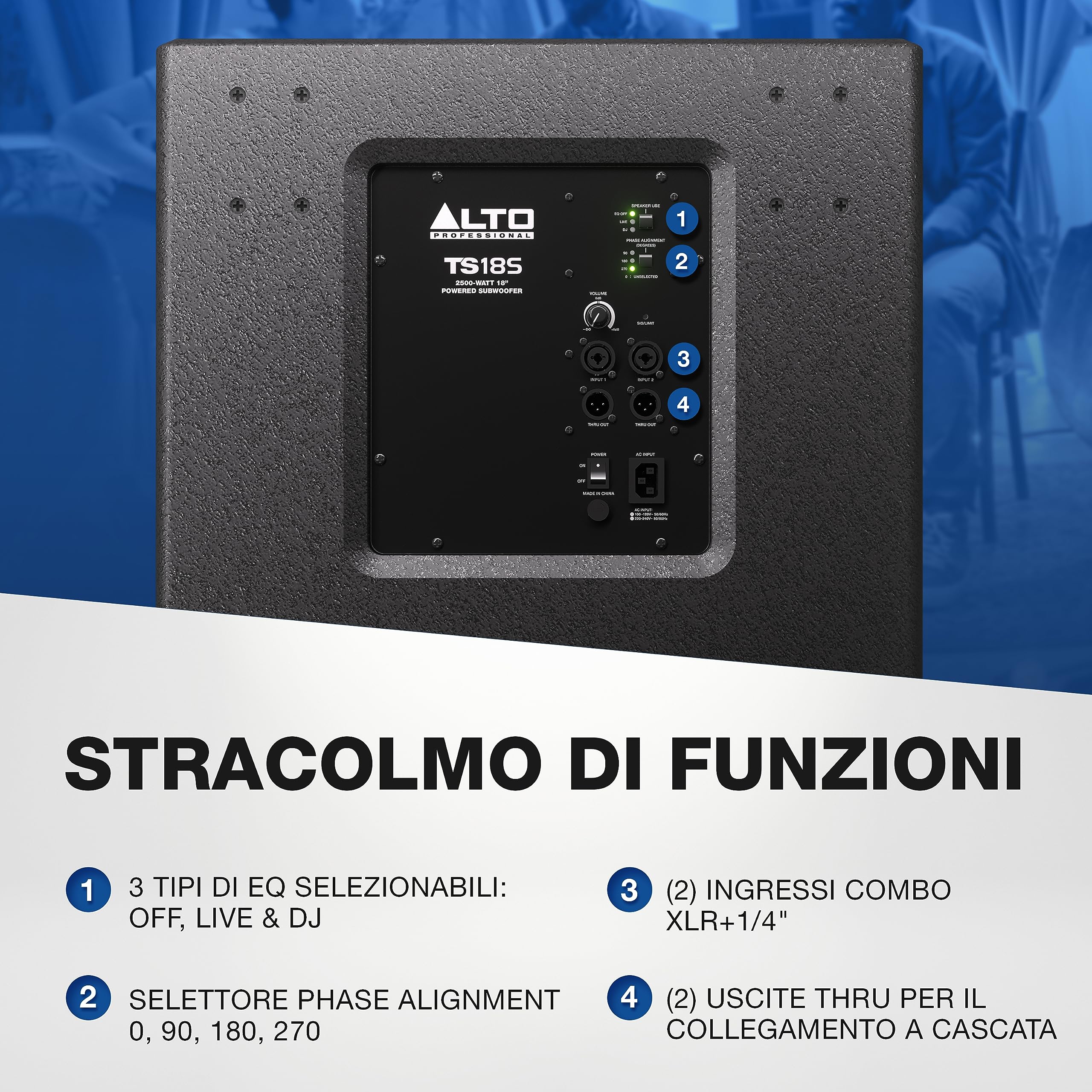 ALTO Professional TS18S + TS18S Cover - Subwoofer da 18" e 2500 W, sistema PA con 6 modalità DSP selezionabili, Easy setup, 137 dB, bobina da 3", bassi superiori