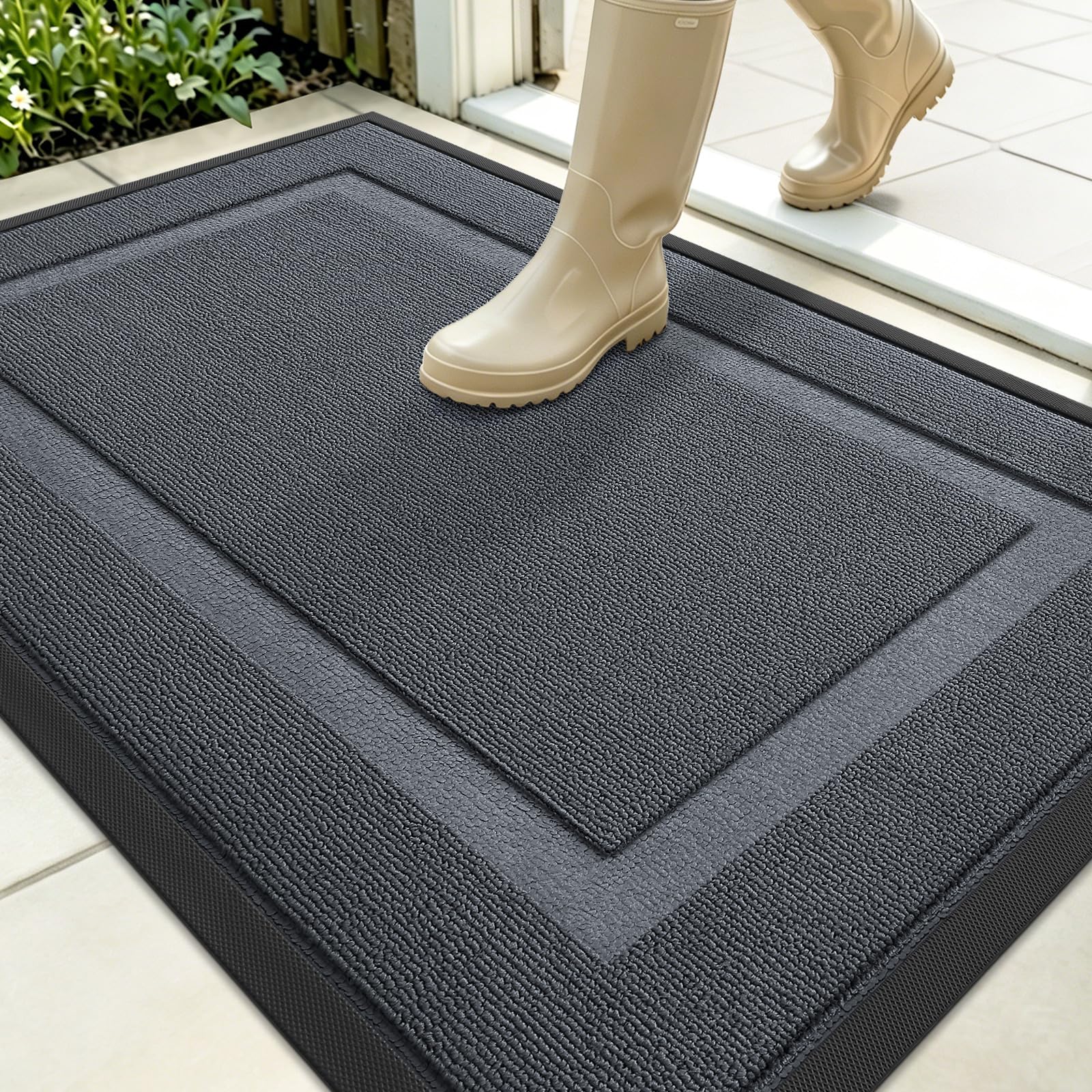 OLANLY Front Door Mat Outside 35x23, All-Season Heavy-Duty Rubber Doormat