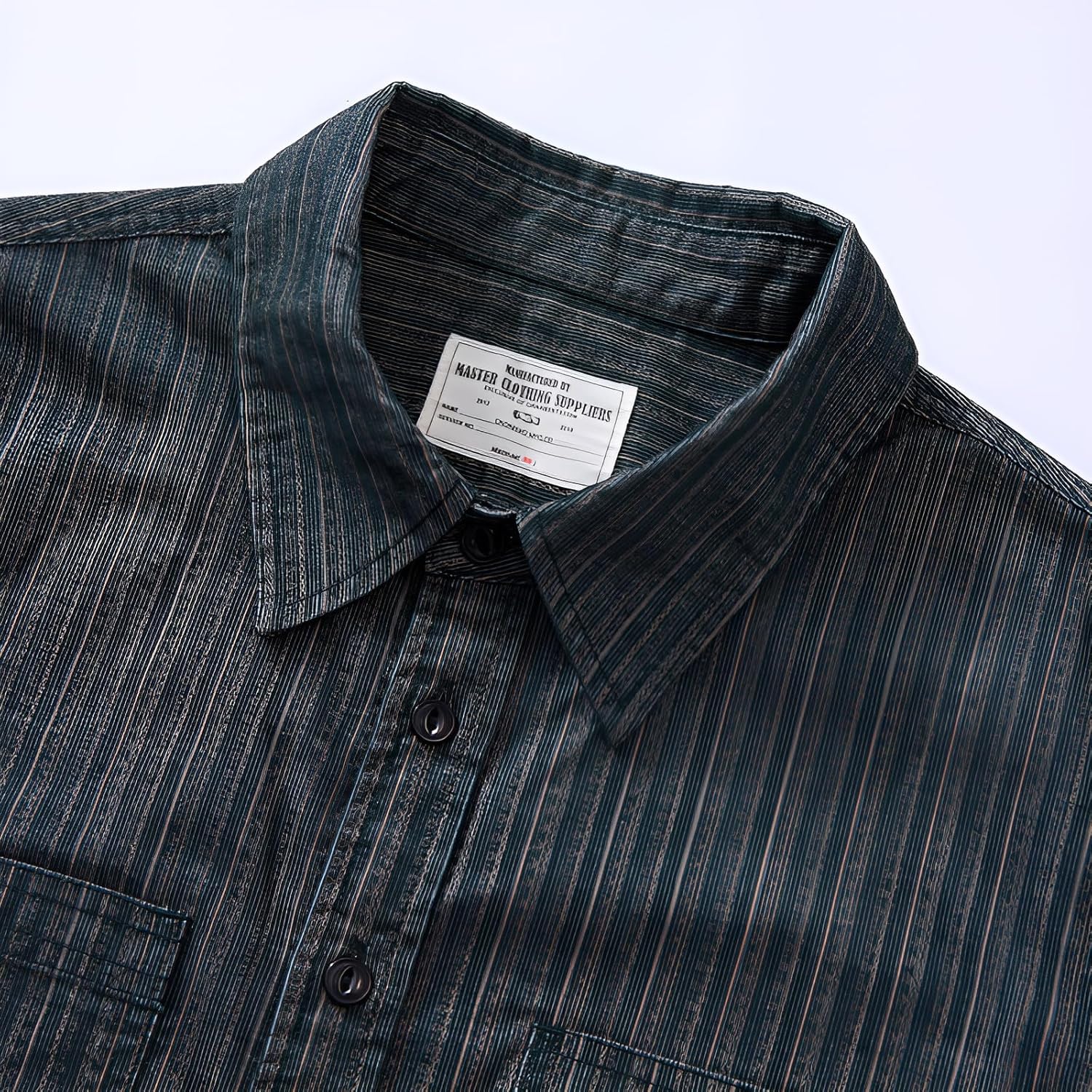 [mocoly] ワークシャツ メンズ 長袖 レトロモダンデザイン ストライプシャツ 冬用 灯芯绒素材 魚眼ボタン 速乾機能 アメカ