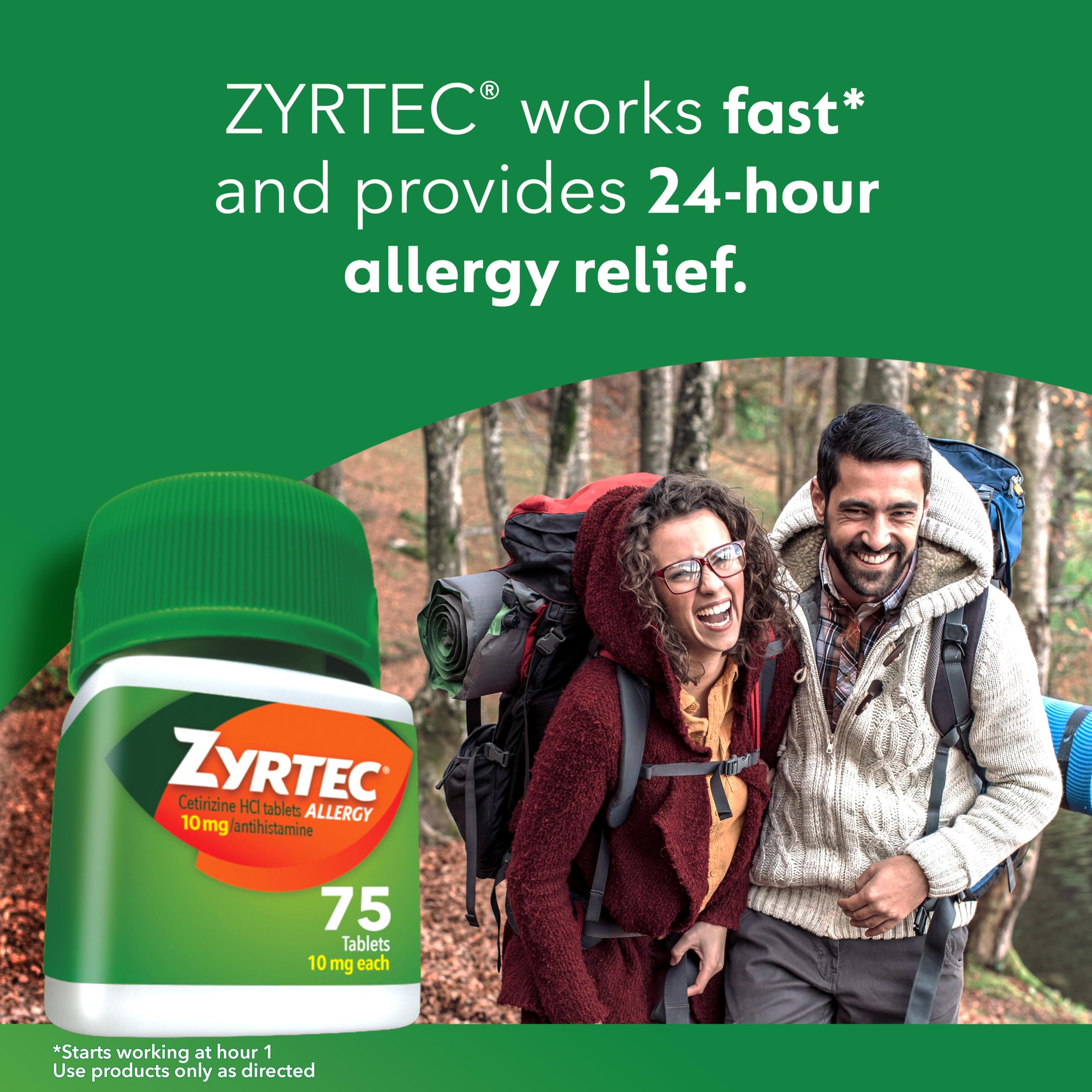 Zyrtec 24-Hour Allergy Relief Tablets, 10 mg Cetirizine HCl, 75 Ct — Amazon image 2
