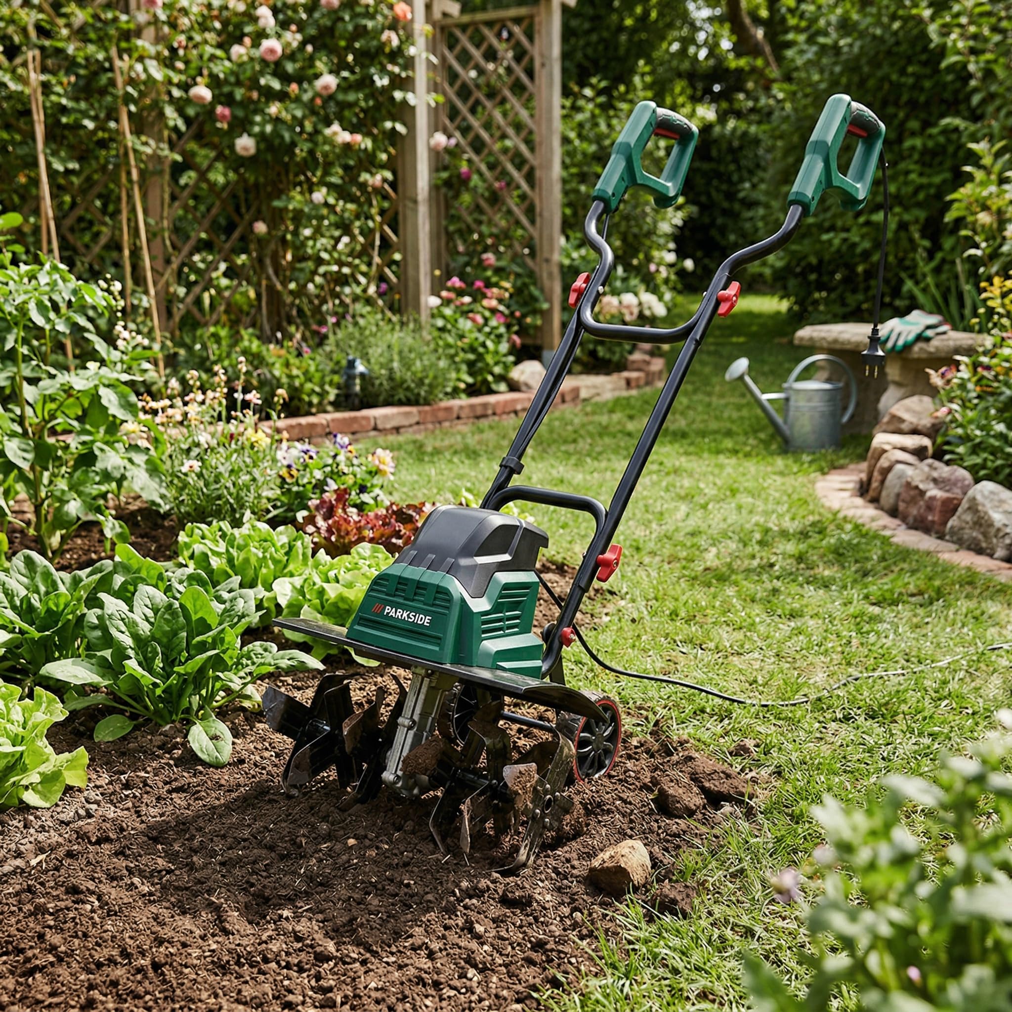 Parkside Gartenkultivator PGK 1400 B2 - Verde - Coltivatore Automatico in Plastica e Acciaio Legato