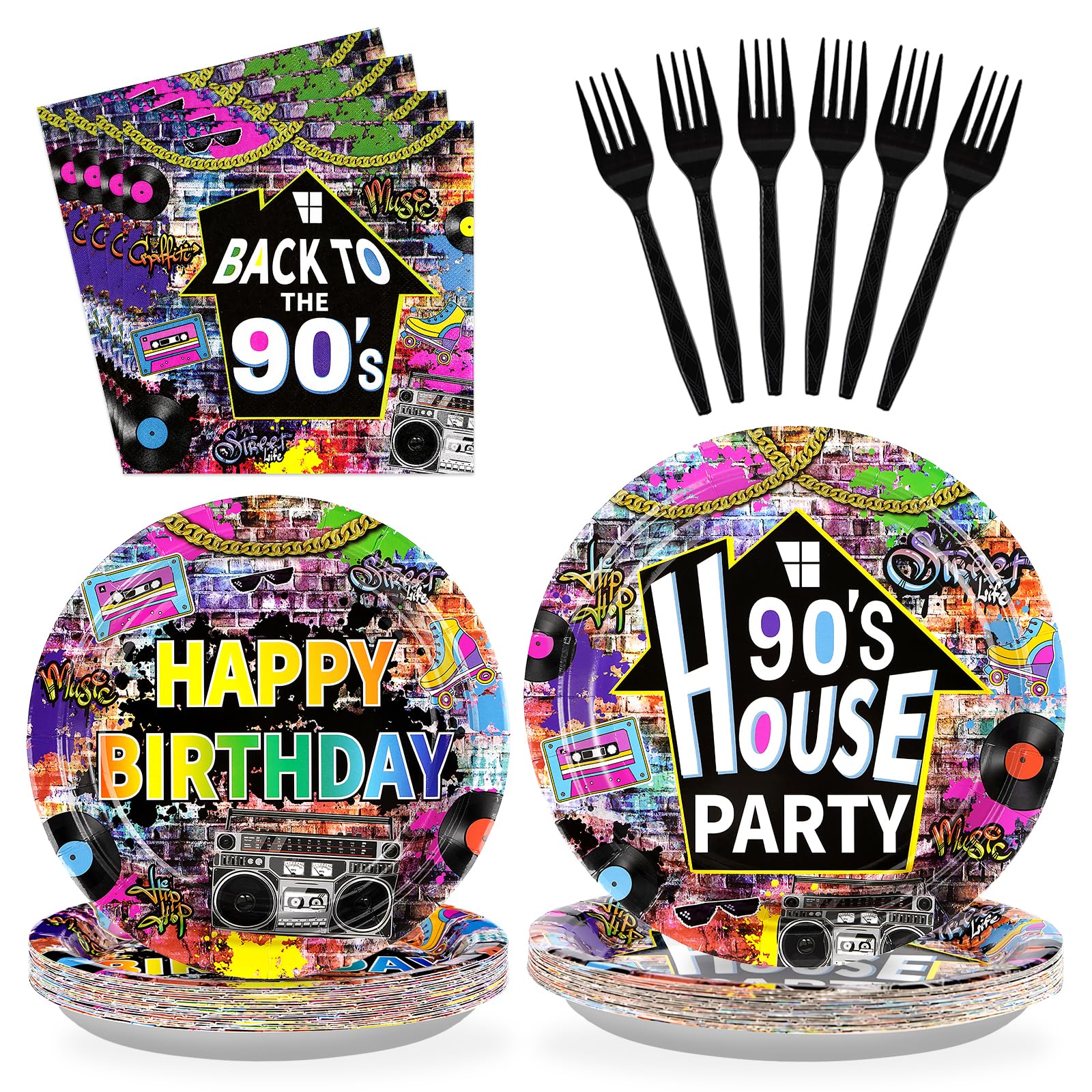 Grencian 96 Pcs 90's House Party Supplies