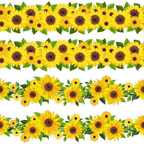 Tablero de anuncios de otoño con borde de girasol, letrero de decoración de pared, guirnalda de girasol, borde troquelado, decoración de aula, borde
