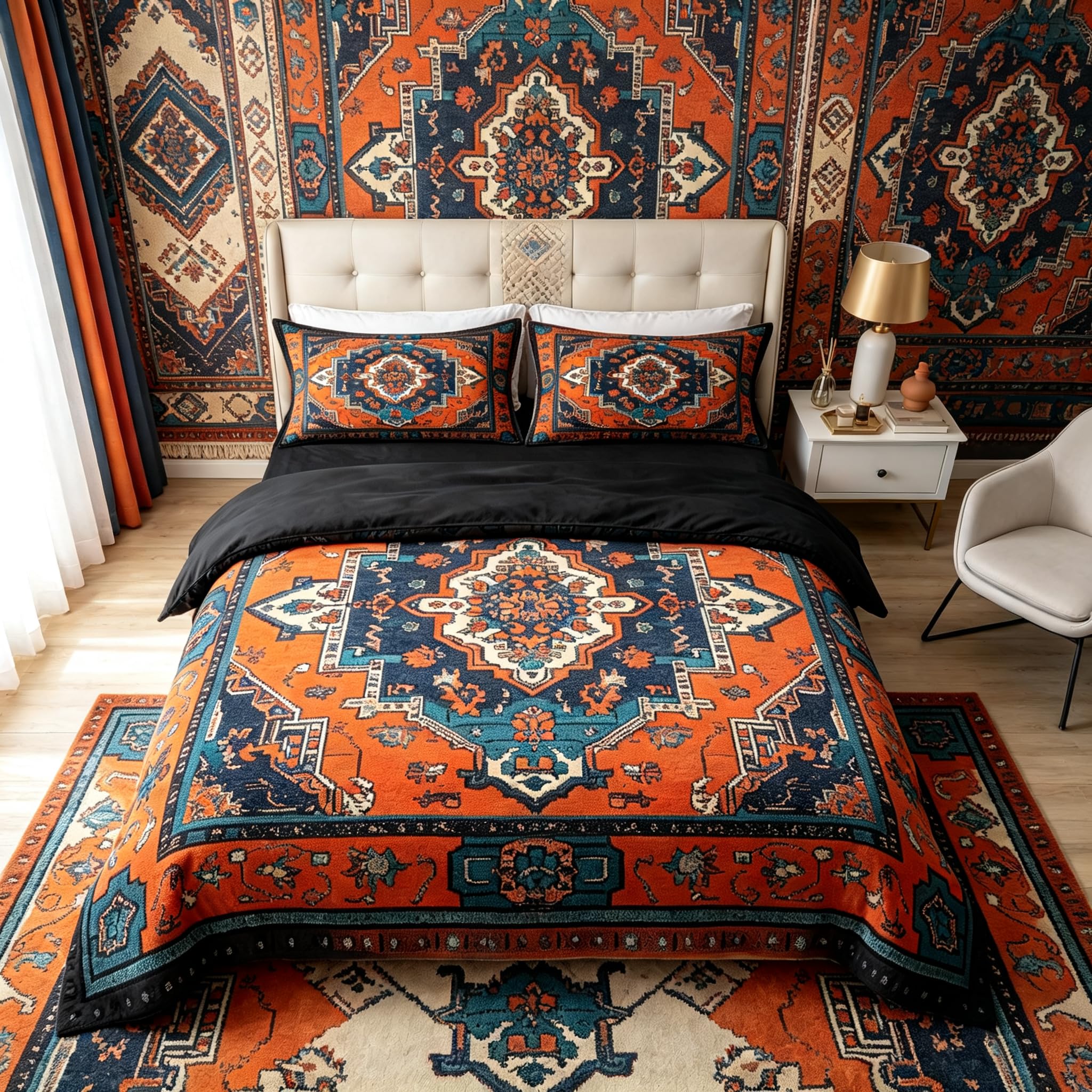 Homemissing Abstract Tribal Ethnic Duvet Cover Set King Size For Kids Boys Girls Bohemian Style Bedding Set Aztec Western Southwest Native Duvet Cover with 2 Pillowcases Vintage Terracotta Bedding โ image 1
