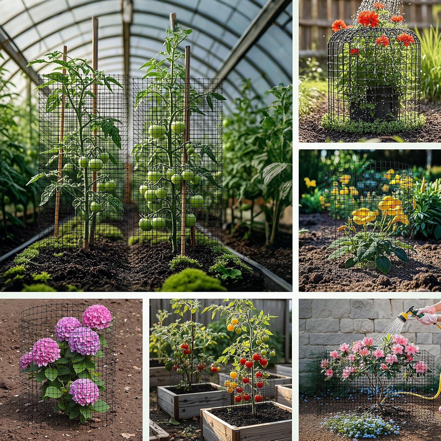 KAHEIGN 30Pcs Pflanzenschutznetz Pflanzenschutz vor Tieren, 36cmx34cm Pflanzenschutzgitter Pflanzenkäfig aus Metalldraht Gartenhauben Gartenpflanzennetz mit Erdspießen Kabelbindern und Handschuh
