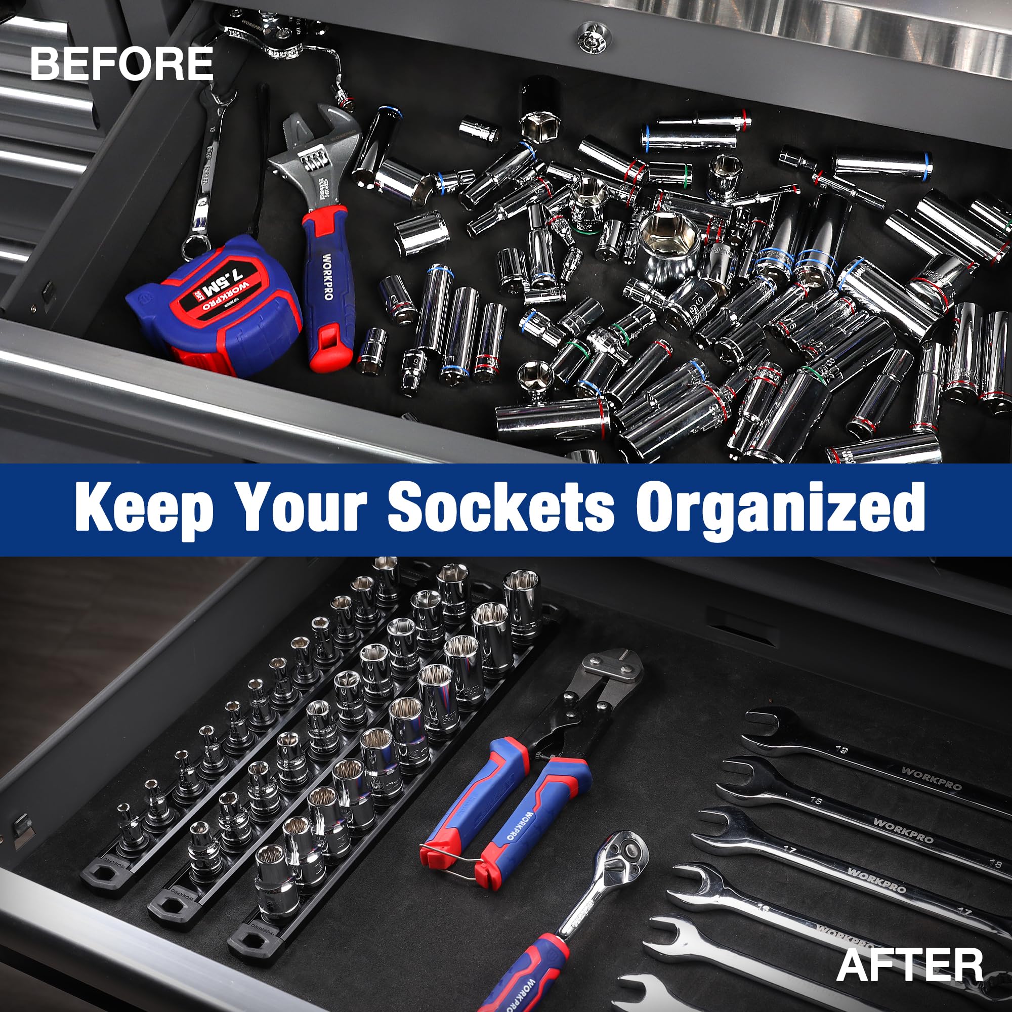 Amazon.com: WORKPRO Magnetic Socket Organizer, Heavy Duty 1/2-Inch
