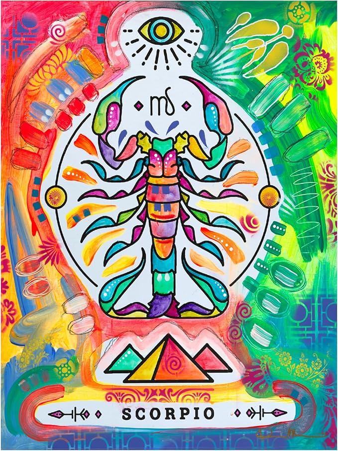 Trademark Fine Art Canvas Wall Art - Dean Russo 'Scorpio' Wall Art for Living Room, Bedroom, or Office Décor 18 x 24 Inches