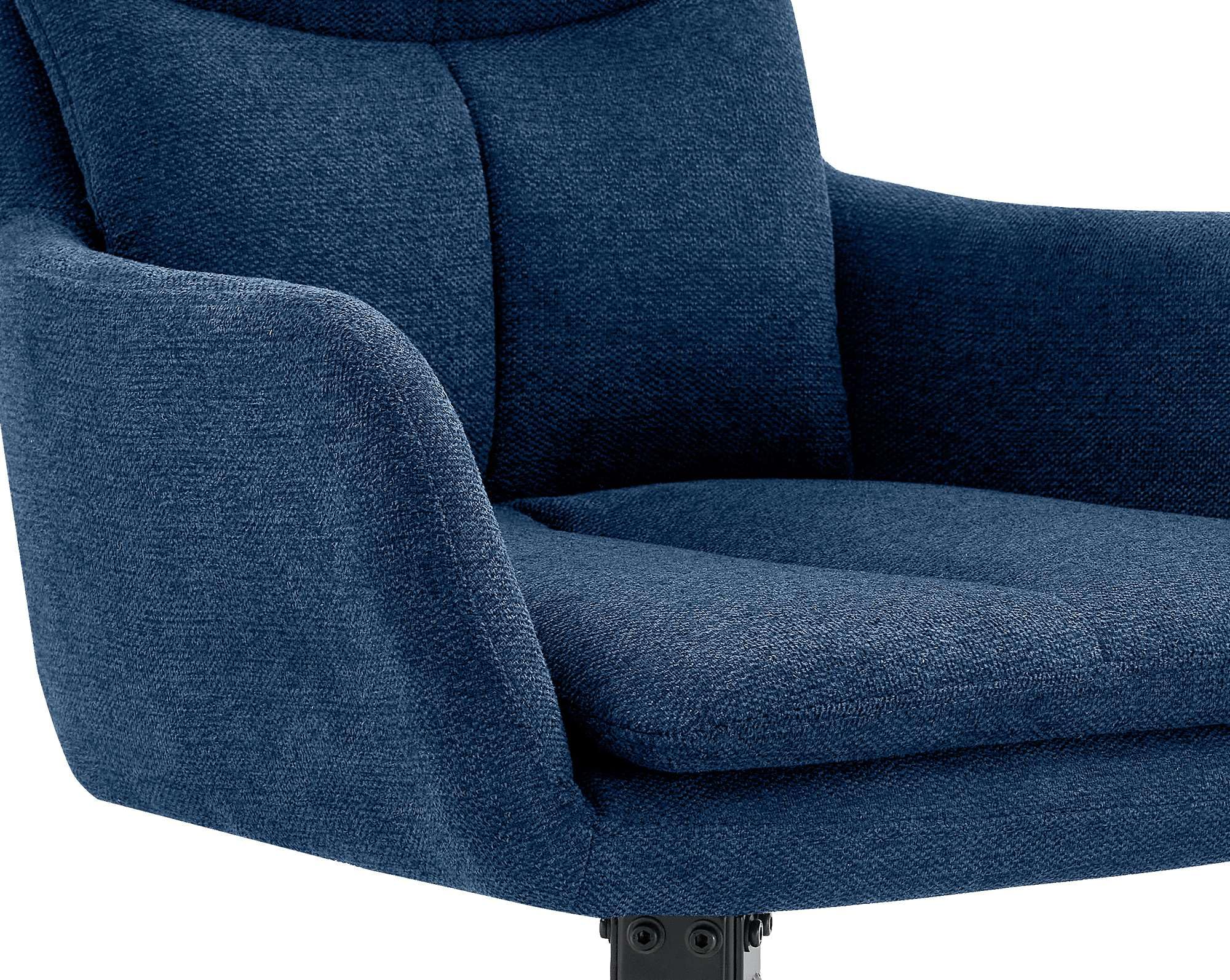 CLP Silla de Comedor giratoria Somers Tela, sillón Giratorio 180° con reposabrazos y Respaldo, Silla de Cocina tapizada Color:Azul