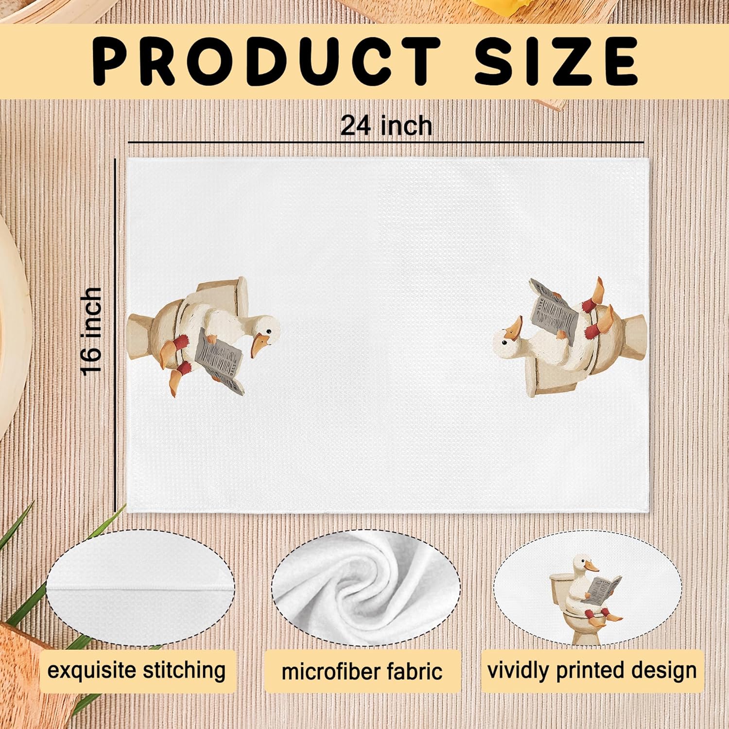 Funny Duck Hand Towels for Bathroom Set of 2, Cute Ducks Themed Dish Tea Towels, Duck Gifts Hand Towel for Kids Toilet Washroom Bathroom Kitchen Decor, 16x24 Inch - Image 7