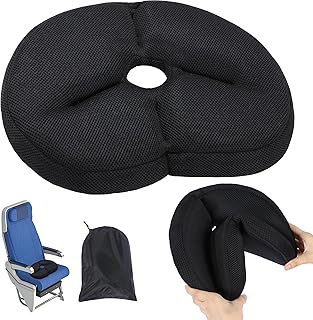BALAPET Portable Foldable Travel Seat Cushion,Thick Airplane Seat Cushion for Long Flights,Travel Essentials Adjustable Pad for Flying, Airplane, Office, Home, Trains, Cars(14.9x11.8x2.4in)