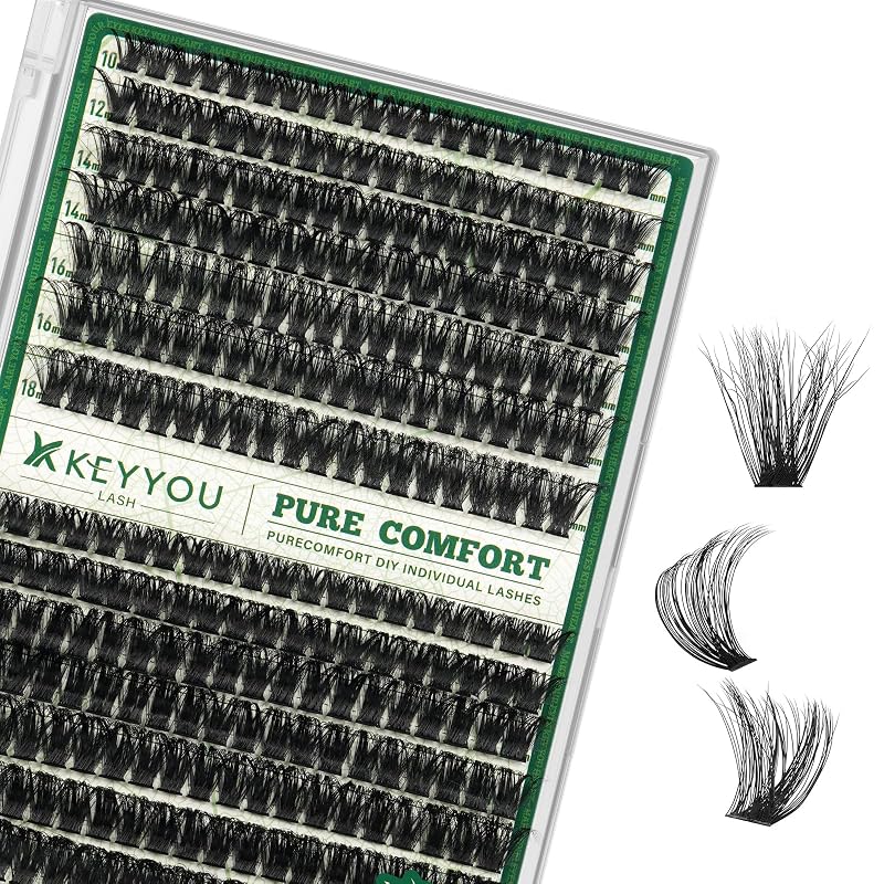 Cílios Postiços em Clusters KEYYOU 80D e 100D, 0,03 mm, Curvatura D