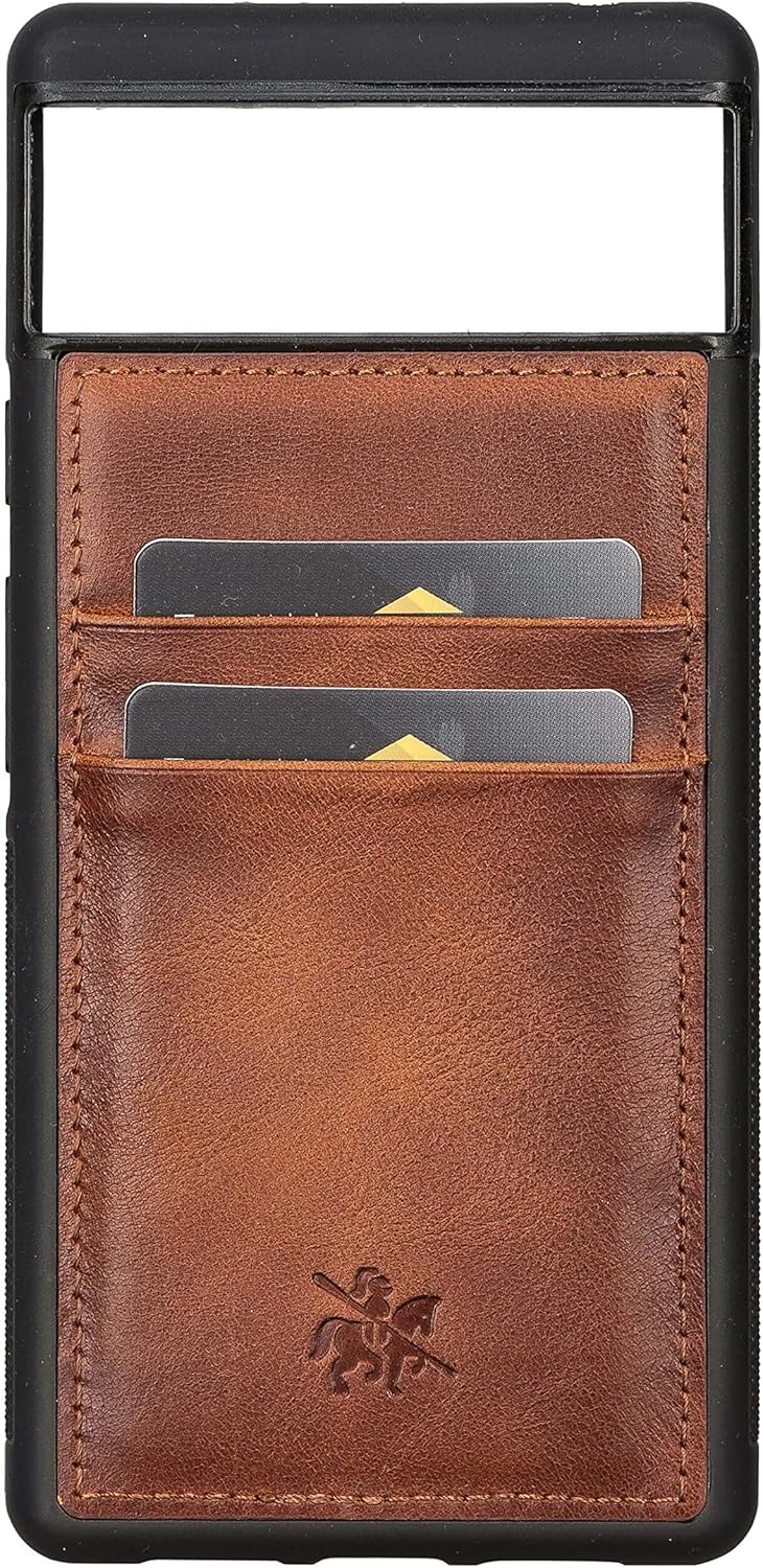 Venito Capri Snap On Leather Wallet Case Compatible with Google Pixel 6 (6,4 inch) - Extra Secure with Padded Back Cover & RFID Protection (Antique Brown)