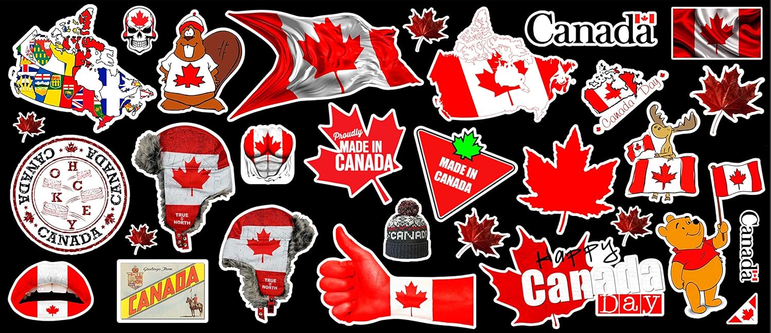 Canada Day Canadian Flags Contour Cut Vinyl Sticker Bundle Amazon