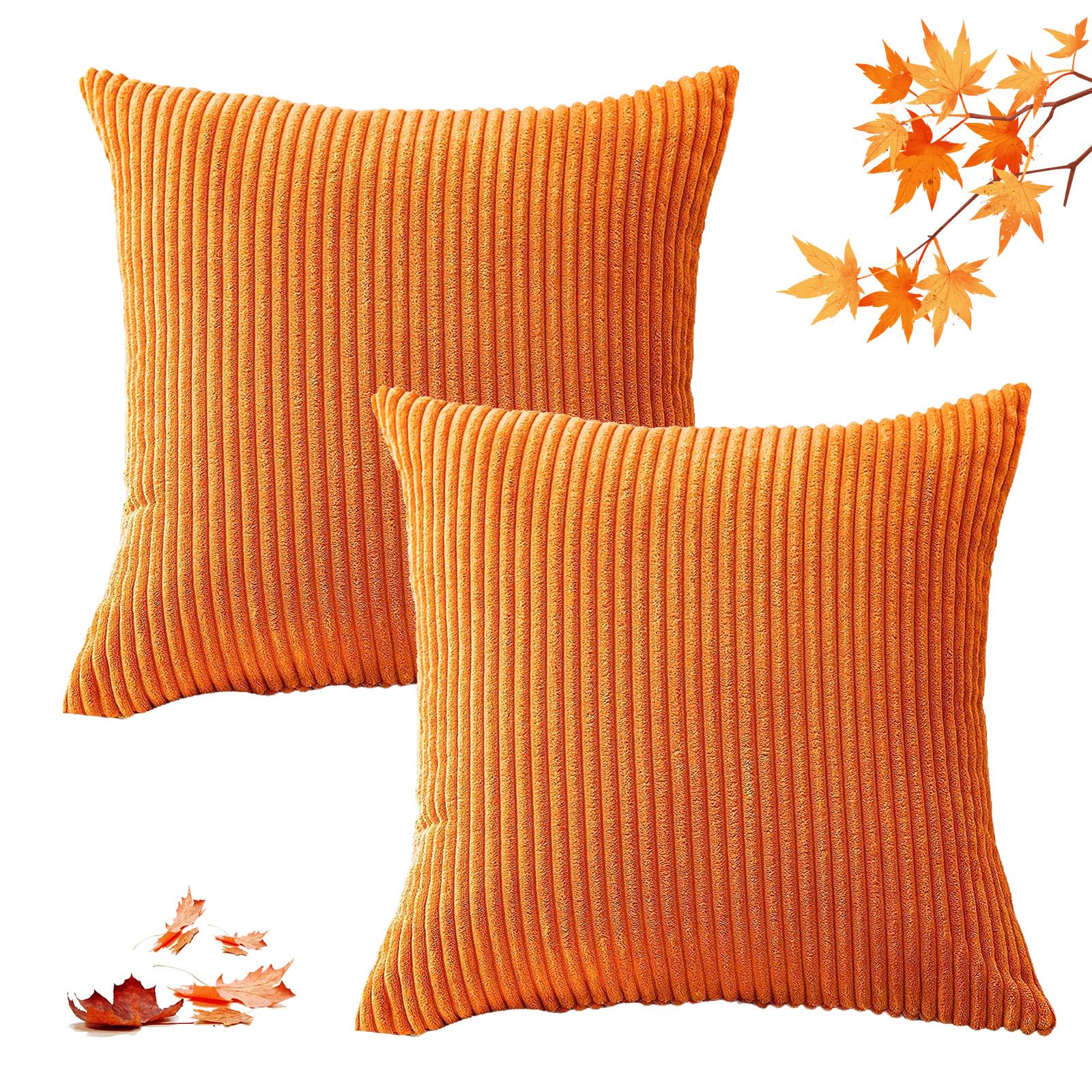 EMEMA Fodere Cuscini in Velluto a Coste Confezione da 2 Decorative Federe Morbido Copricuscini Cuscino Moderne Comodo Robusto per Camera da Divano Letto 50x50 cm Cachi