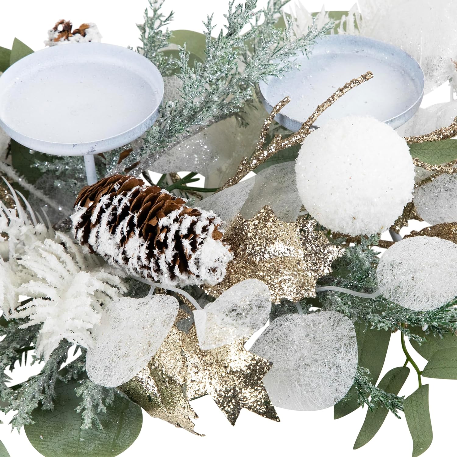 Mixed Winter Foliage and Berries Christmas Pillar Candle Holder - 24"
