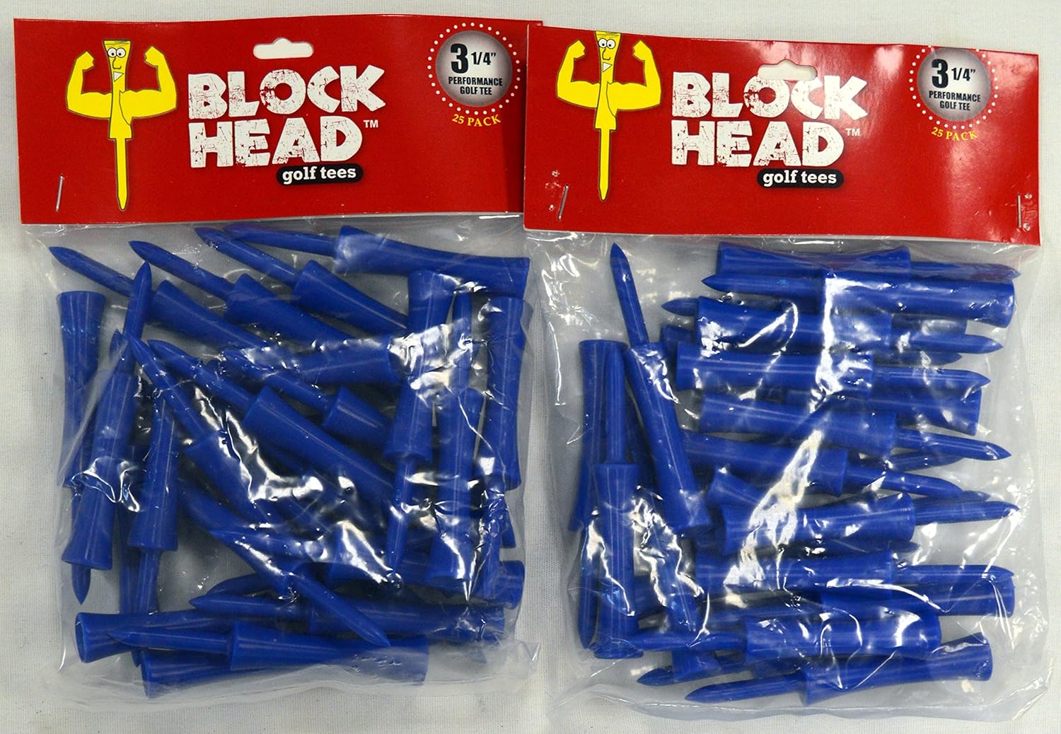 Blockhead Golf Tees 3 1/4" Blue 2 Packs of 25 (11374