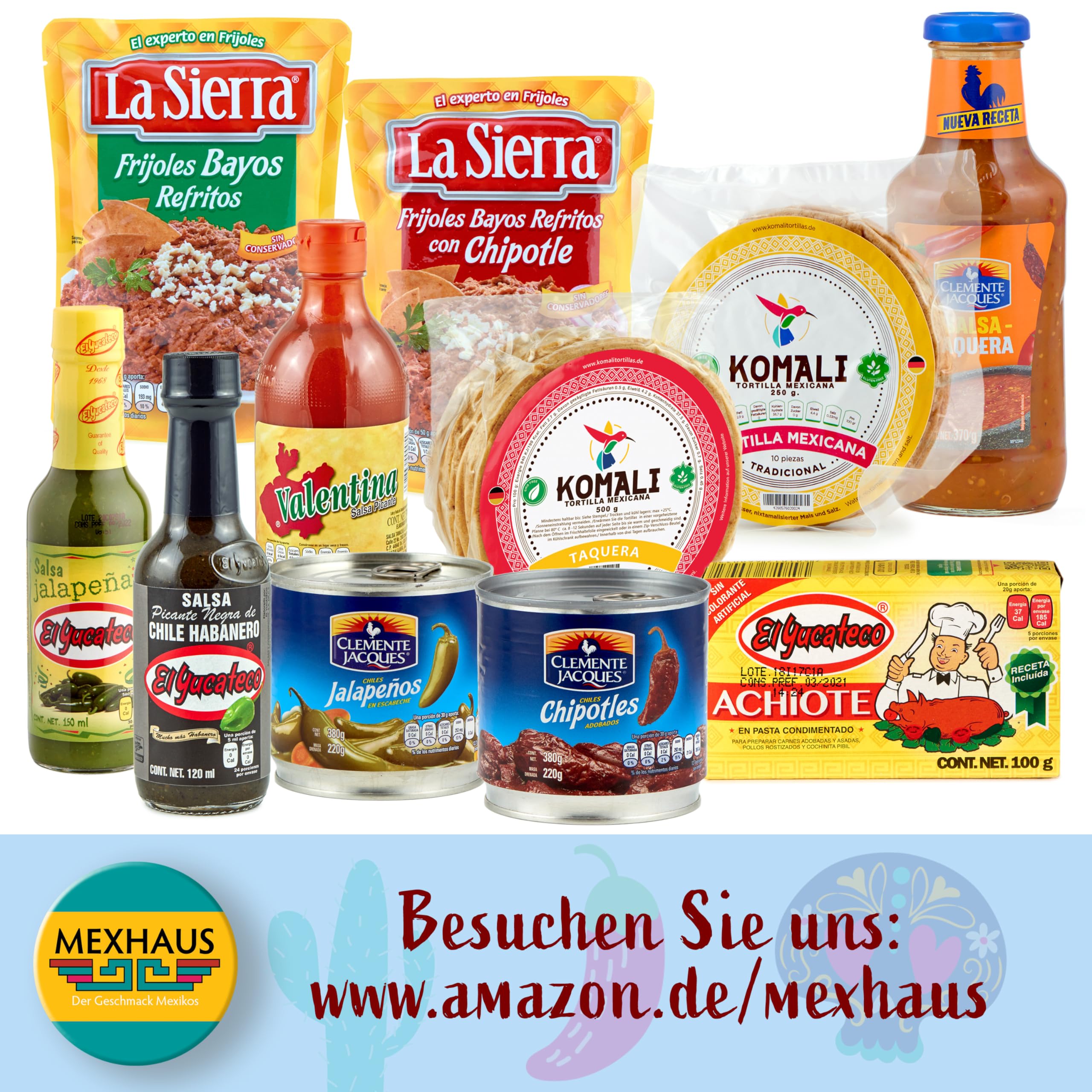 Tajín El Tapatio Valentina El Yucateco Cholula Lol-Tun Scharfe Soßen Set 7 Sorten Mexiko