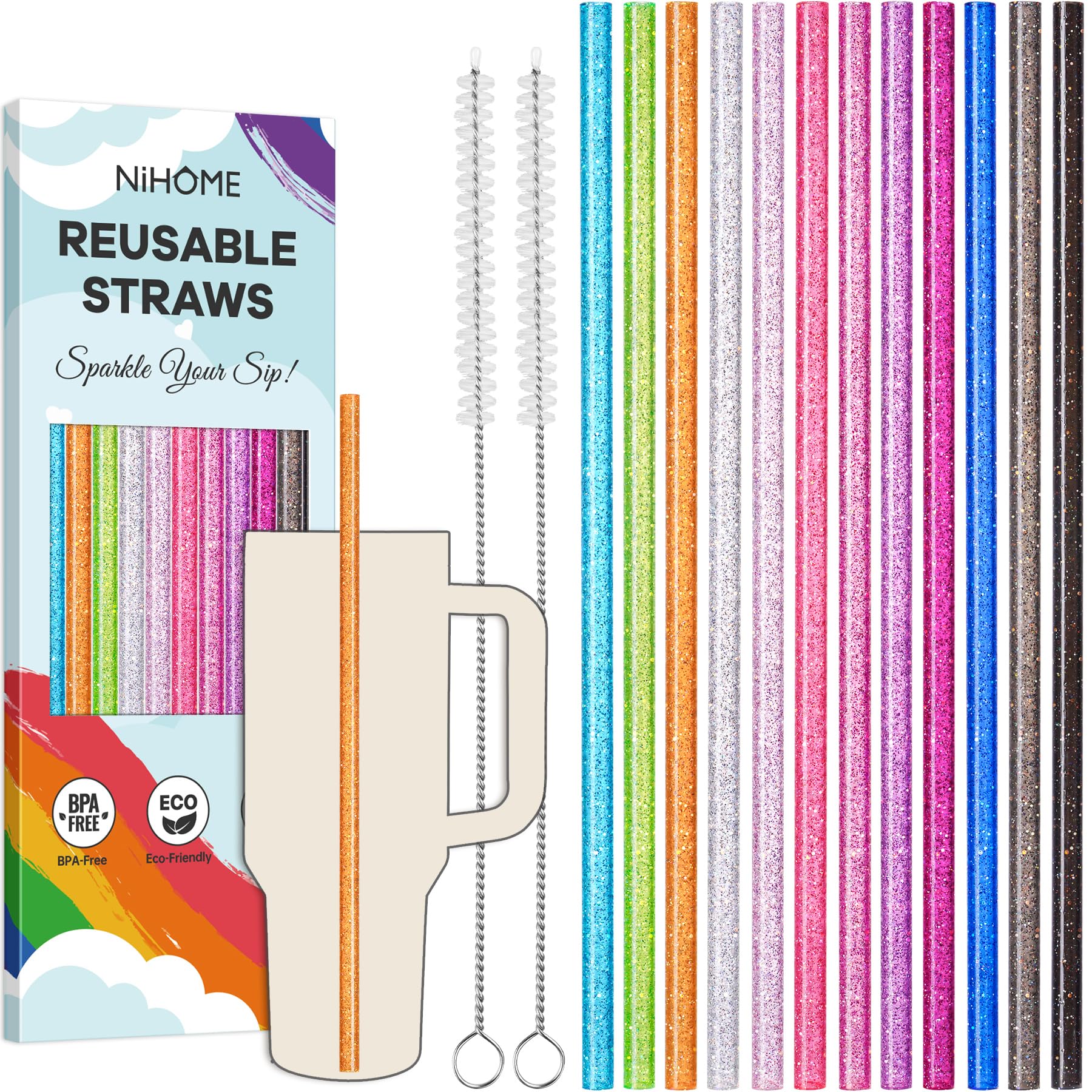 Paille Stanley rechange : lot de 12 pailles NiHome pour remplacer vos tubes usés
