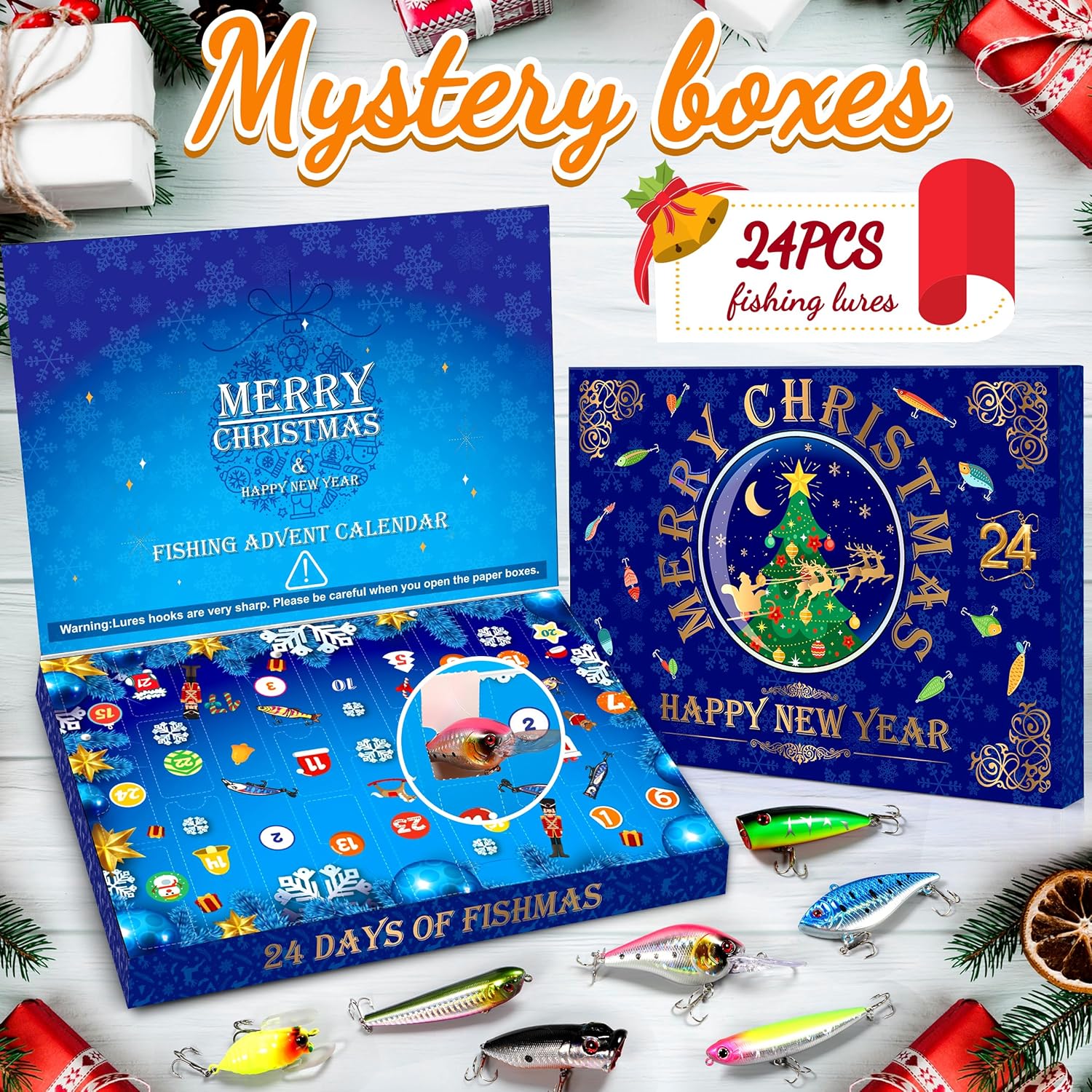 PLUSINNO Advent Calendar Fishing 2025, 24 Days Fishing Lure Advent Calendar Fishing Tackle, Christmas Countdown Advent Calendars Gifts for Adult Men Teen Boys - Image 5