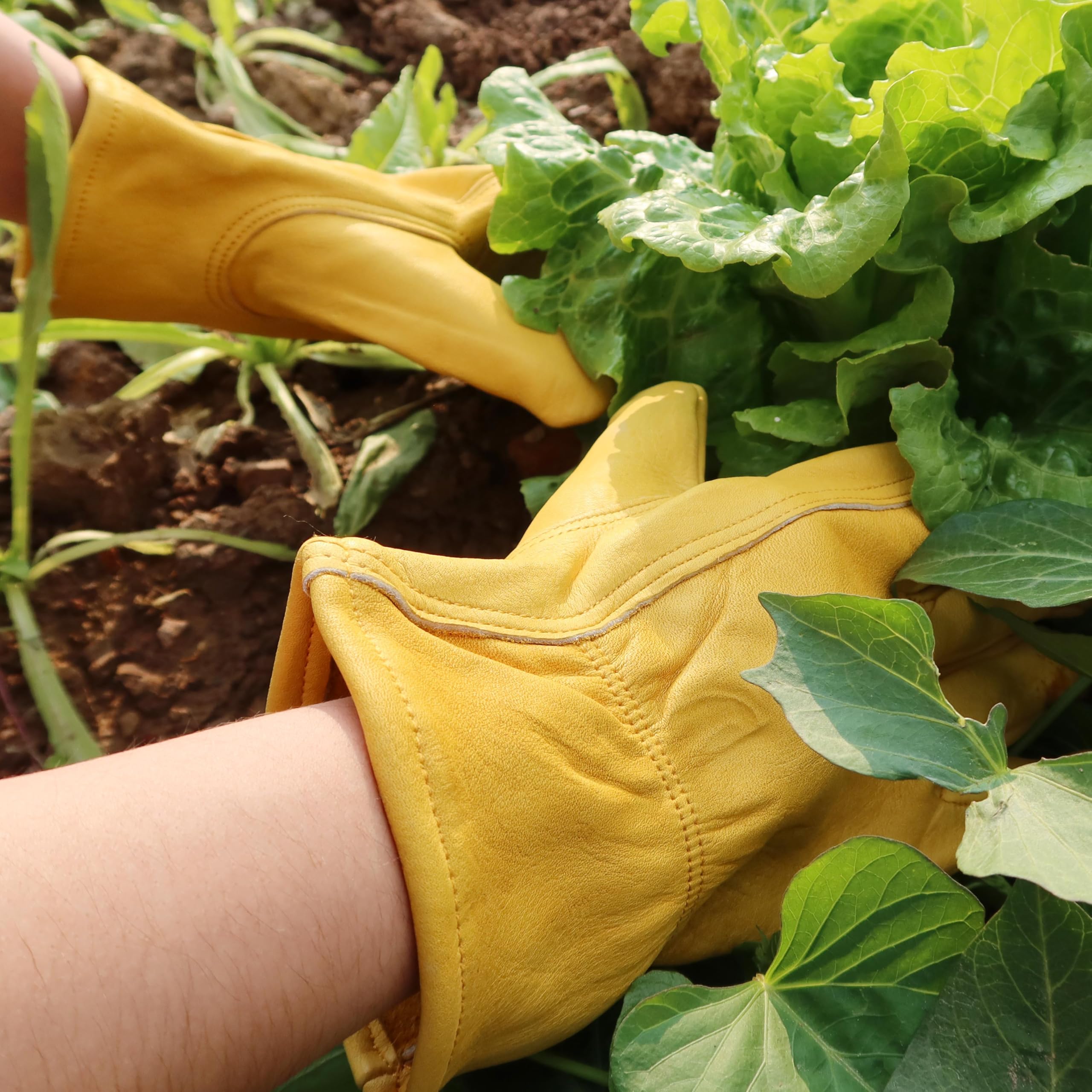 3 Paar Leder-Arbeitshandschuhe für Damen und Herren, Rindsleder-Arbeitshandschuhe, Einstich für Holzschnitt, Bau, Fahren, Garten, Größe L