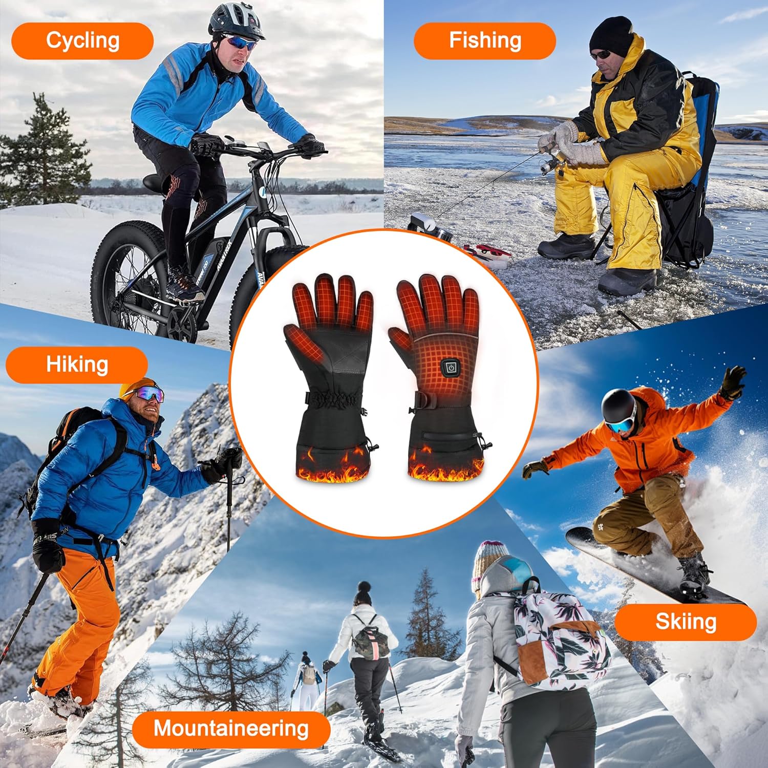 Heated Gloves for Men Women, 5V 6000mAh Rechargeable Hand Warmer Gloves with Touchscreen, Waterproof Electric Heating Glove for Riding, Hunting, Skiing, Hiking, Outdoor Work - Image 7