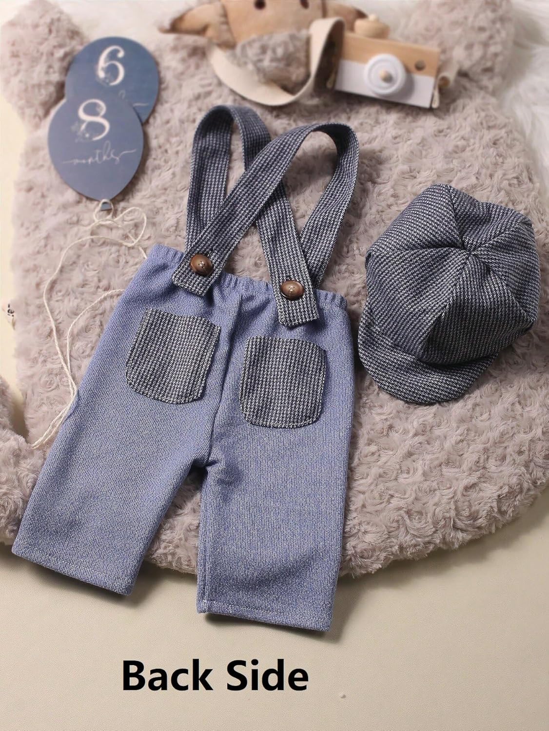 Holibeat Newborn Boy Photography Props Baby Boy Photo Shoot Outfits Infant Gentleman Romper Suits with Hat - Image 4
