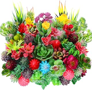 WILLBOND 50 Pack Mini Artificial Succulents - Realistic Unpotted Fake Plants with Texture for Home Decor Crafts Terrariums