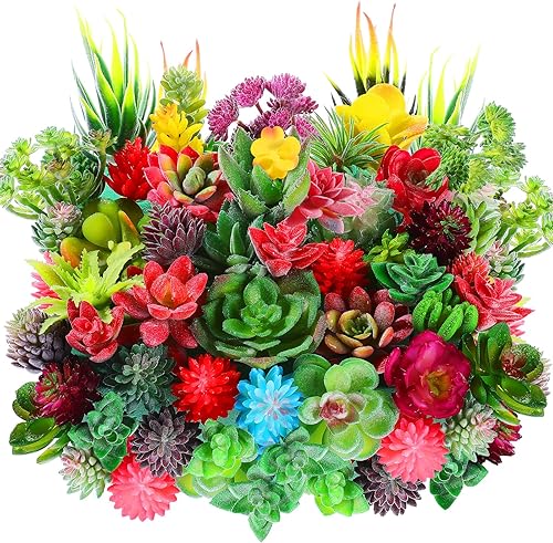 Miniatura 8 de WILLBOND 50 piezas de mini plantas suculentas artificiales a granel surtidas sin maceta, plantas realistas con textura falsa, tallos de cactus de