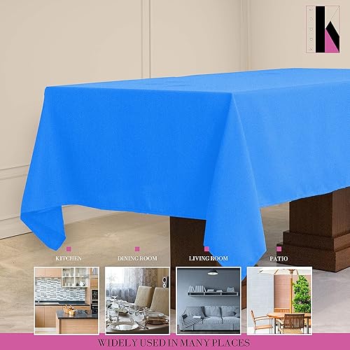 Vista 10 de Kadut Mantel rectangular – 90 x 132 pulgadas – Mantel rectangular caribeño para mesa de 6 pies en poliéster lavable – 30 pulgadas de caída, ideal