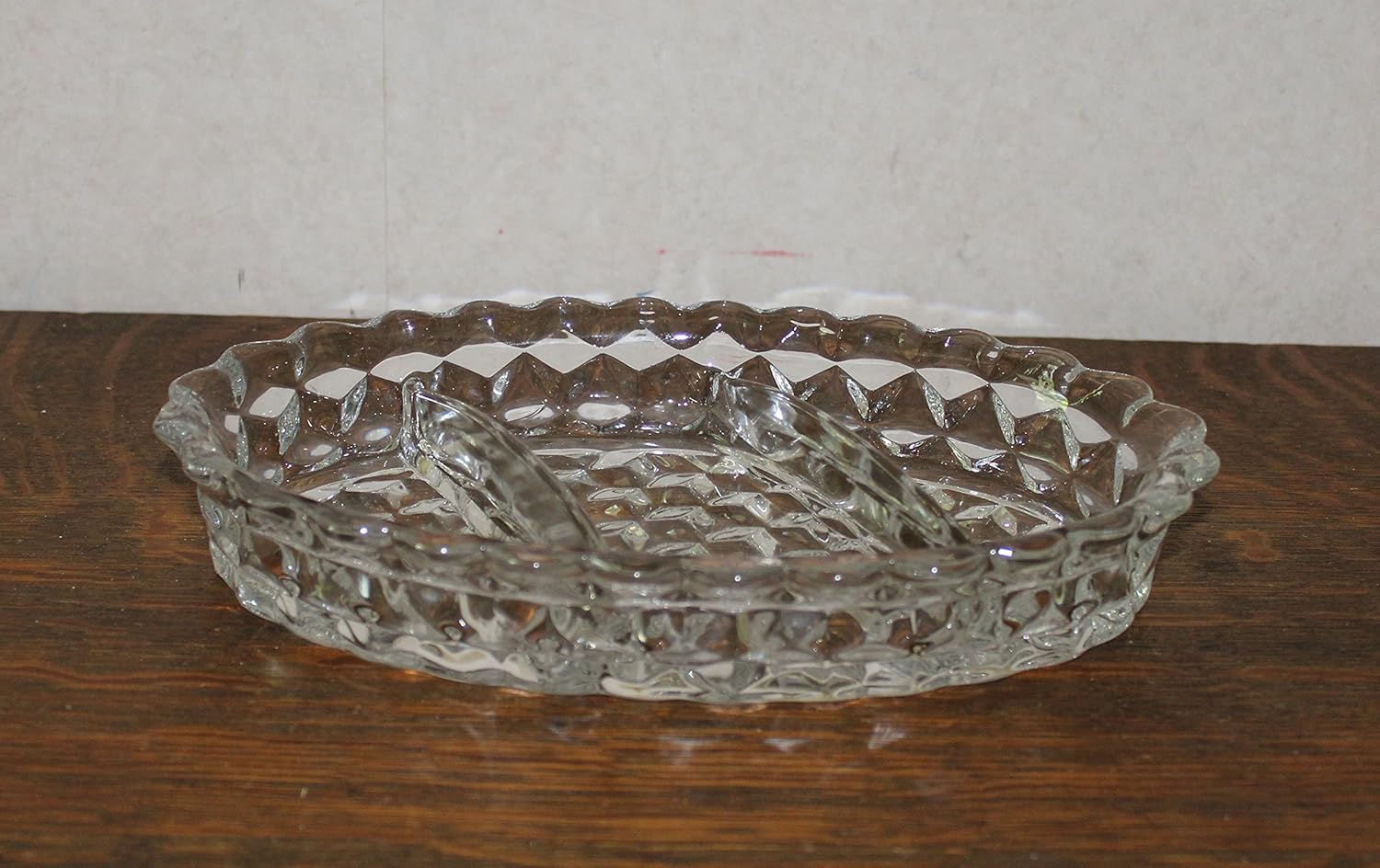 Fostoria American Oval Shaped Three Section Divided Relish Dish