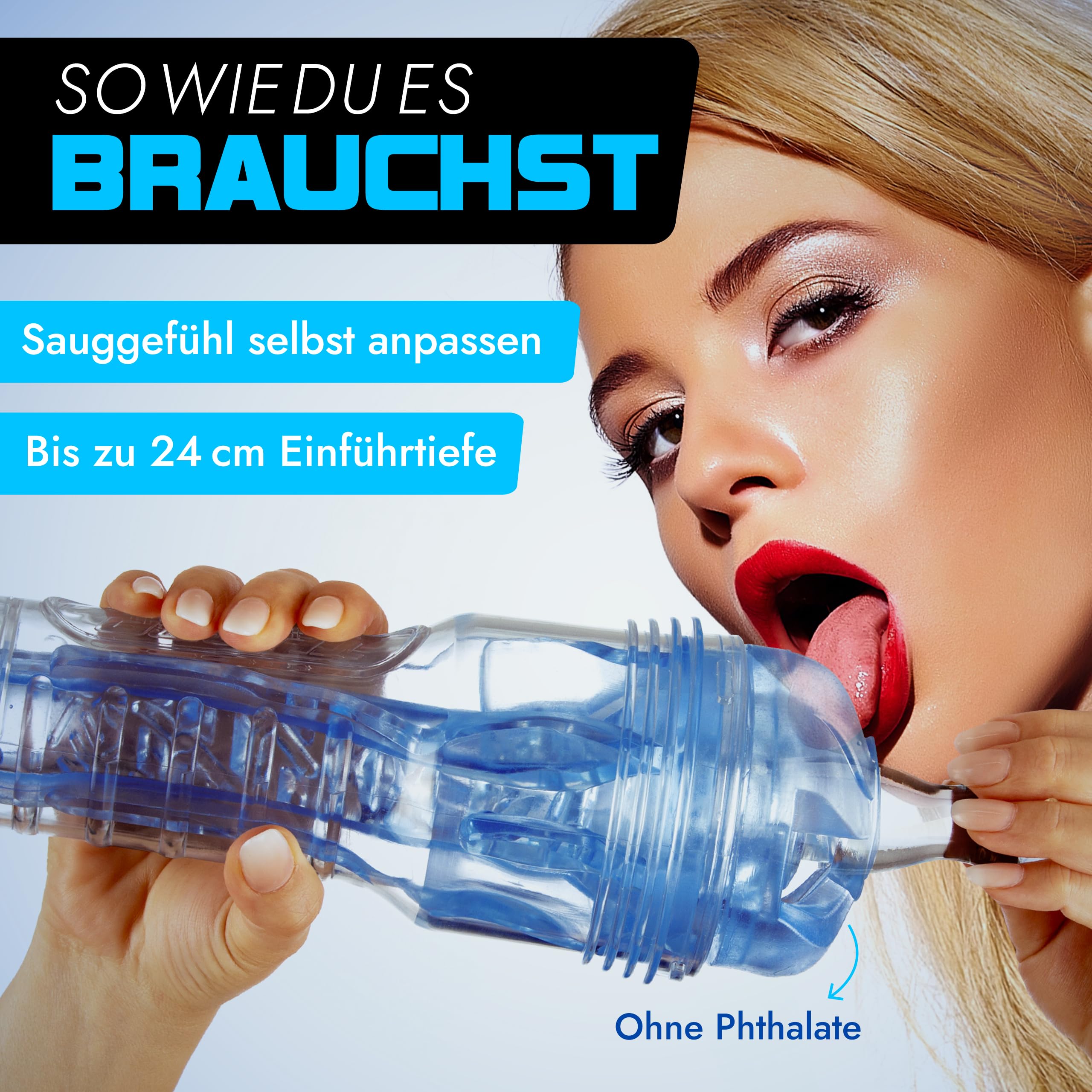 Fleshlight Turbo Thrust Blue Ice - masturbatore SuperSkin discreto, sex toy estremamente realistico