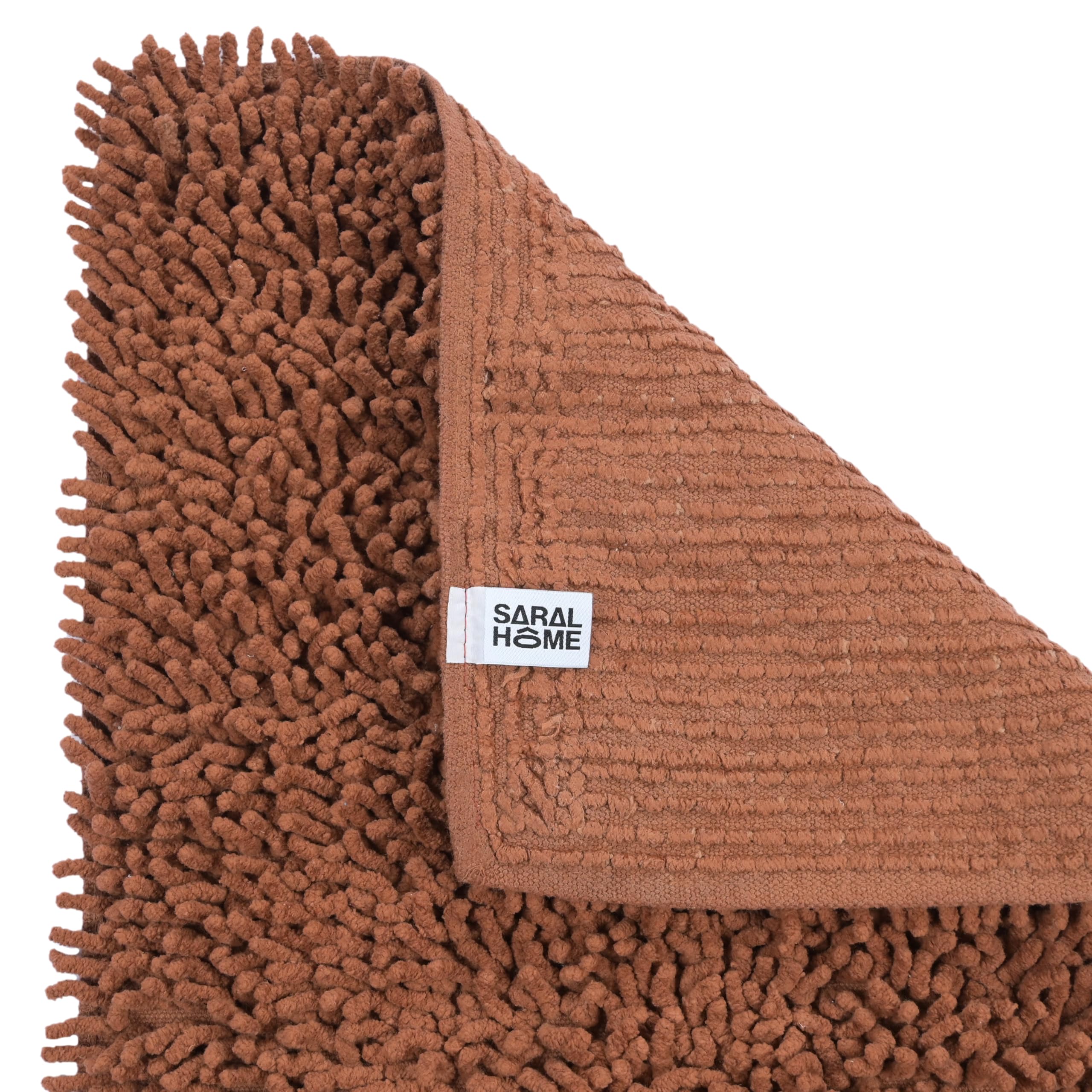 SARAL HOME EASY LIVING Shaggy Soft Cotton Durable & Washable Multipurpose Runner for Home/Kitchen/Living Area/Lobby/Office with Anti Skid Backing|Non-Slip & Quick-Drying Mats (Brown, 40 Cm X 120 Cm) 3