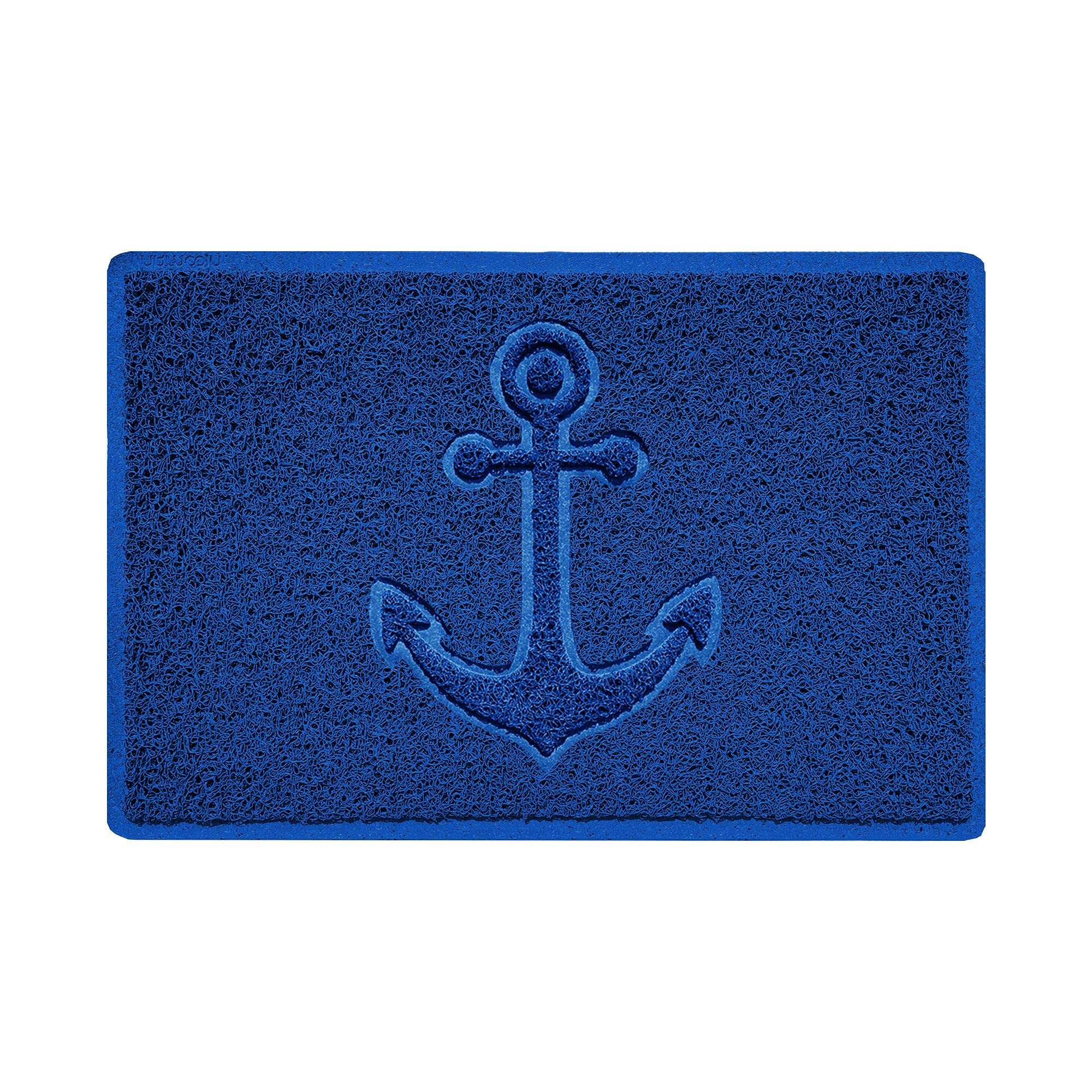 Nicoman Anchor Embossed Shape Door Mat Dirt-Trapper Jet-Washable Doormat-(Use Indoor or Sheltered Outdoor)- (60x40cm/23.6x15.7inches, Small) Blue