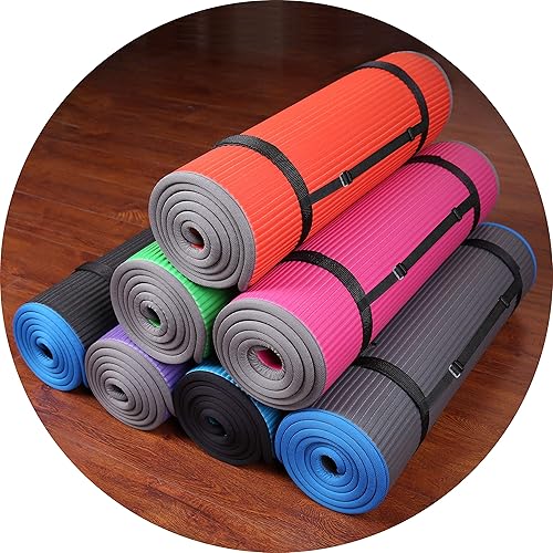 Miniatura 3 de BalanceFrom GoFit - Alfombrilla de yoga para pilates, 25 pulgadas (10 mm), extragruesa, de alta densidad, antideslizante, con correa de transporte